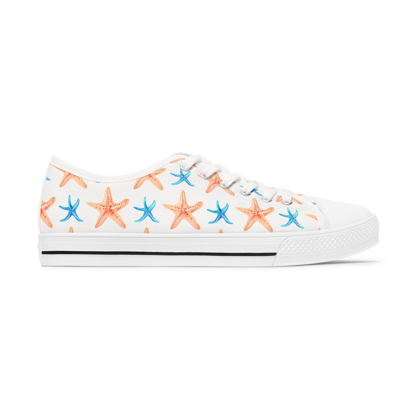 Starfish Print Sneakers — Beachy Low-Top Canvas Shoes