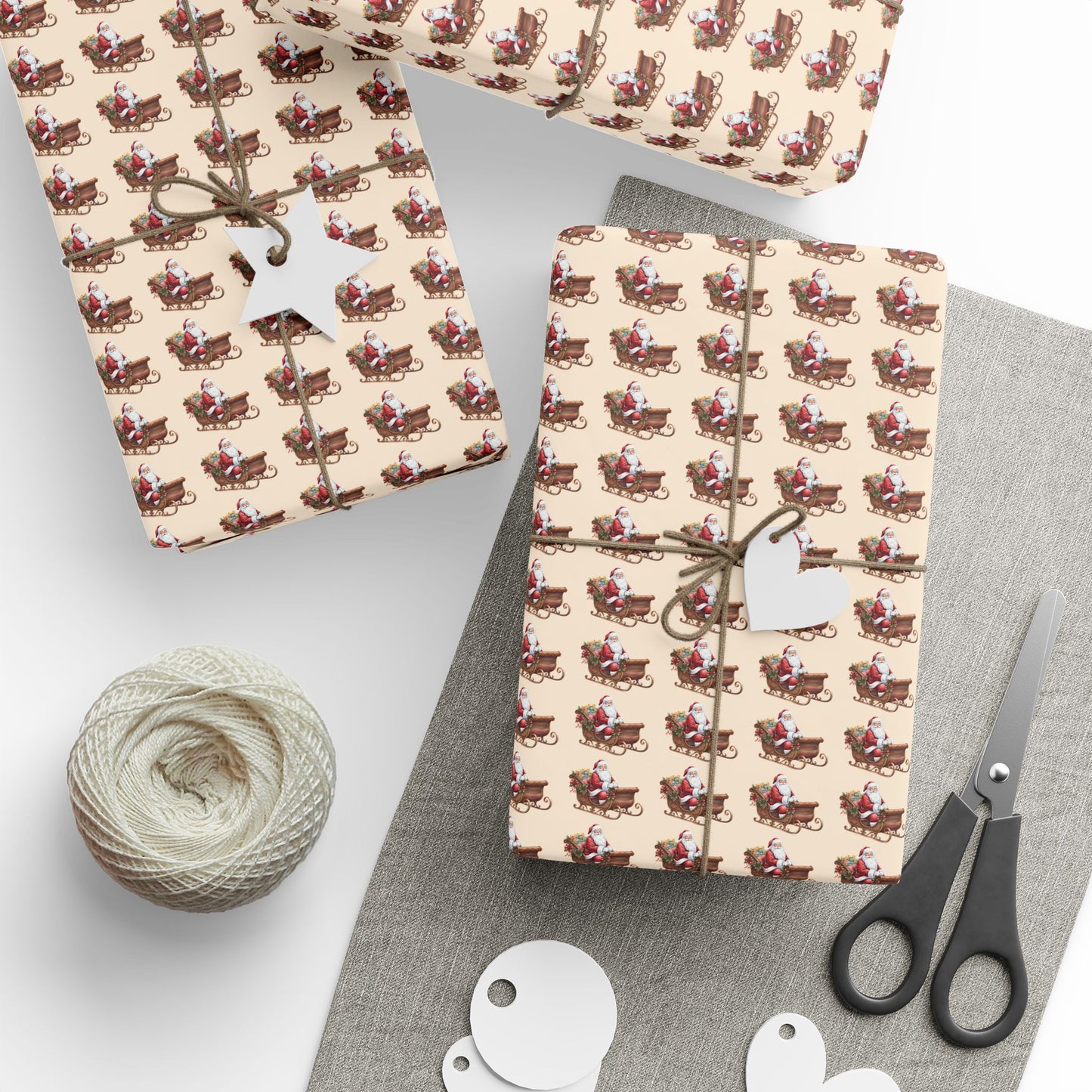 Vintage Santa Gift Wrapping Paper Roll — Holiday Present Wrap