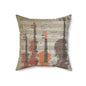 Violin Sheet Music Decorative Pillow — Rustic Orchestra Instrument Throw Pillow
