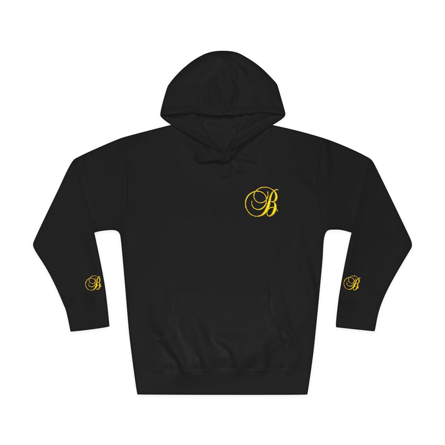 Coral Gold Floral Initial Hoodie — Monogram 'B' Casual Pullover