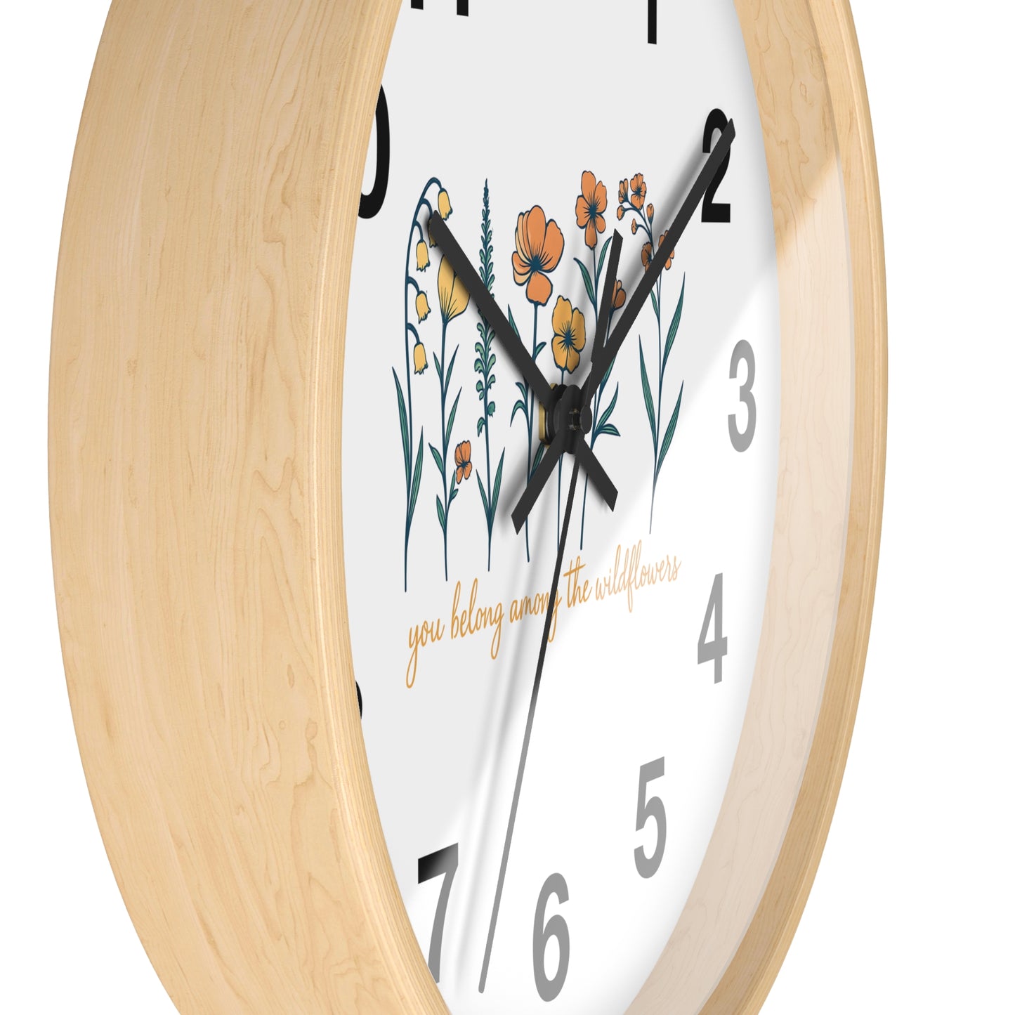 Boho Floral Wall Clock - You Belong Among the Wildflowers, Home Decor, Gift for Nature Lovers, Office Wall Decor, Rustic Style