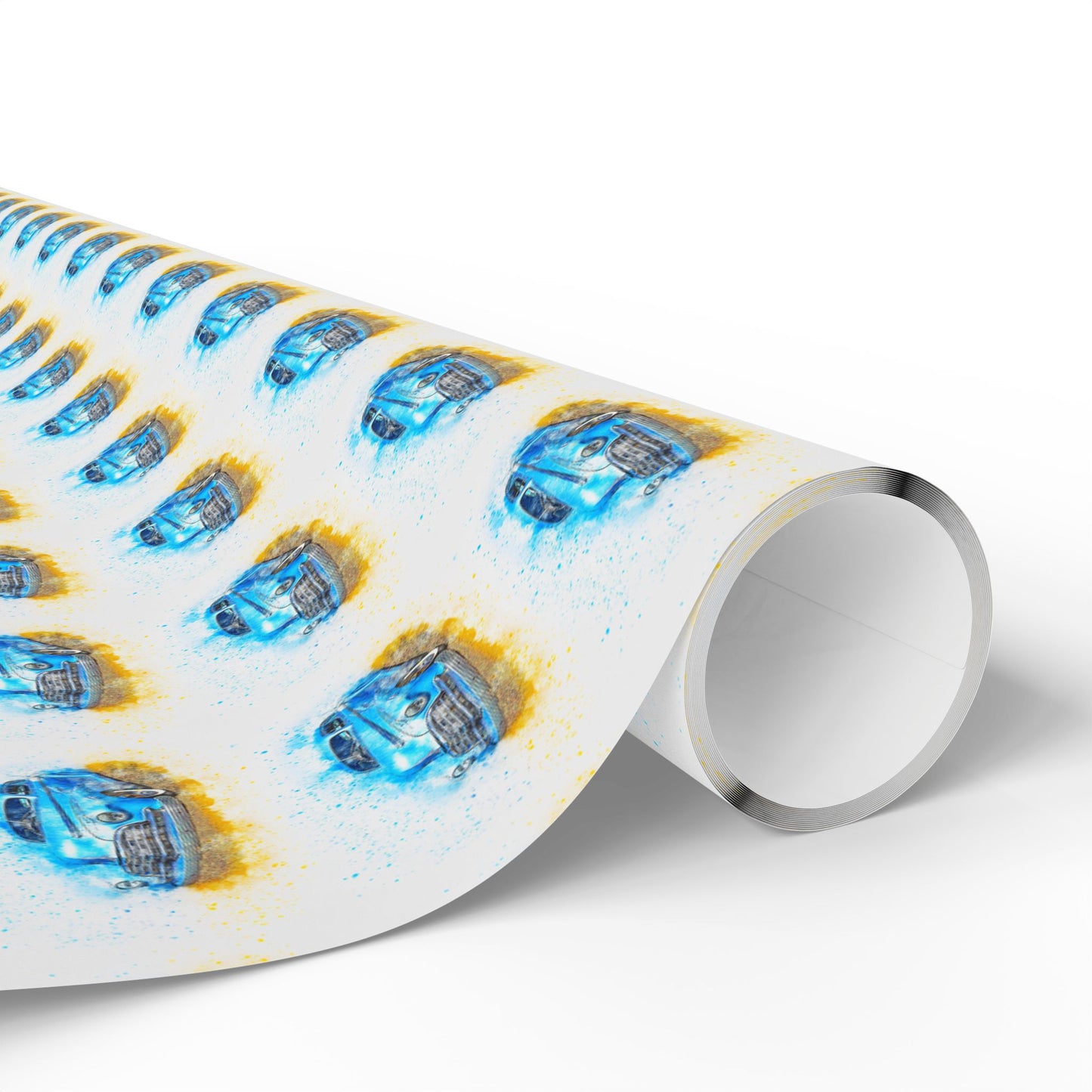 Blue Gold Abstract Dots Wrapping Paper Roll — Modern Geometric Gift Wrap