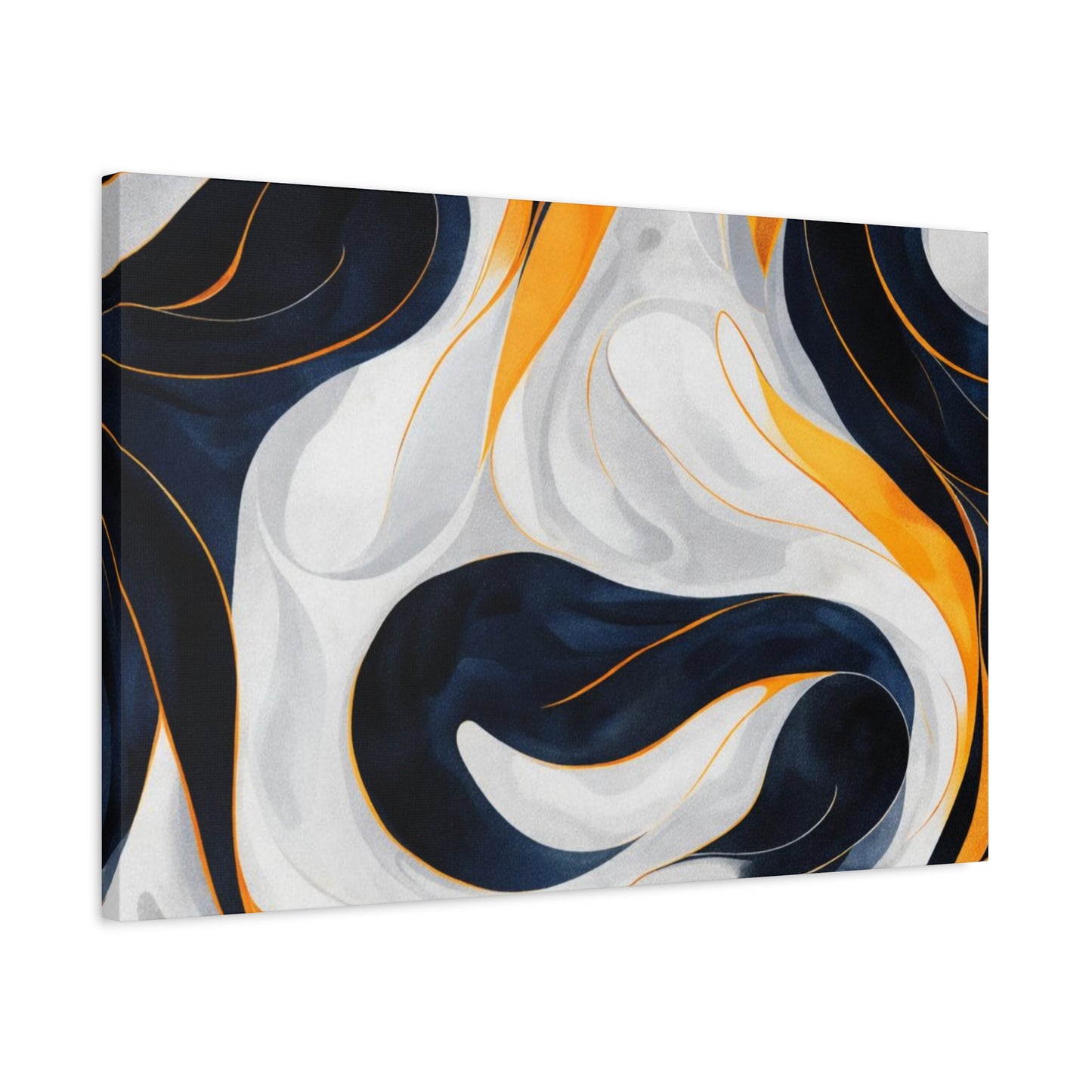 Abstract Navy & Gold Swirl Matte Canvas Wall Art