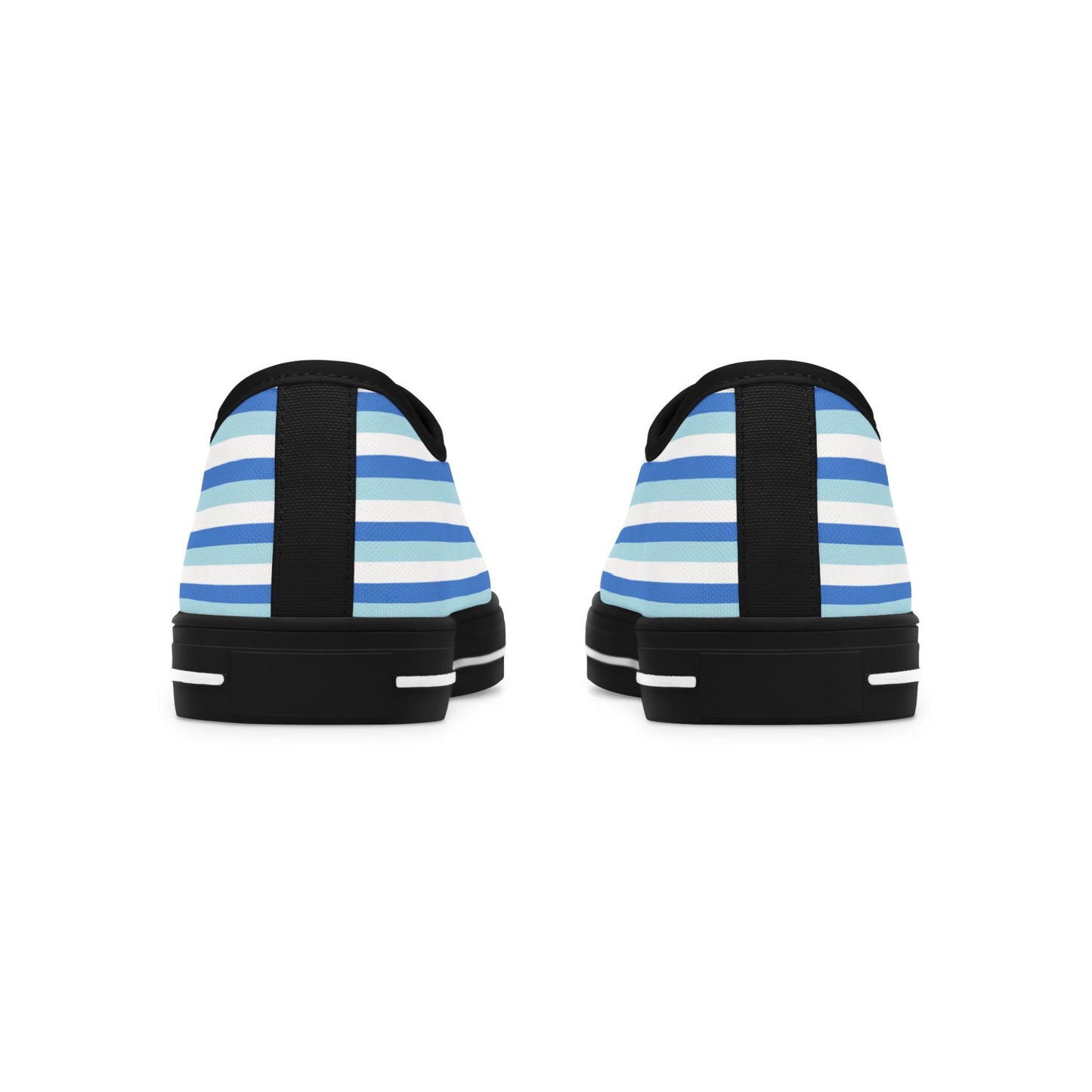 Blue Striped Low Top Sneakers — Casual Canvas Shoes