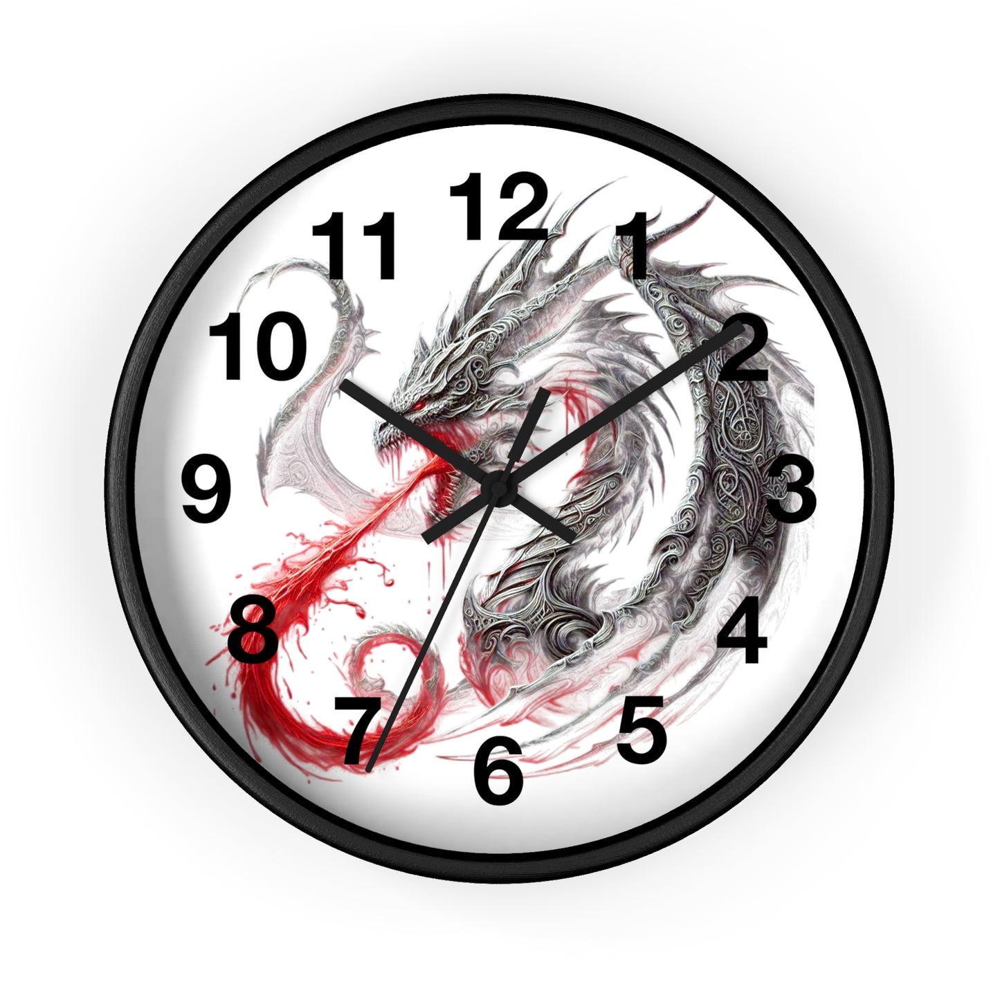 Dragon Wall Clock — Red Breath Mythical Timepiece for Fantasy Fans