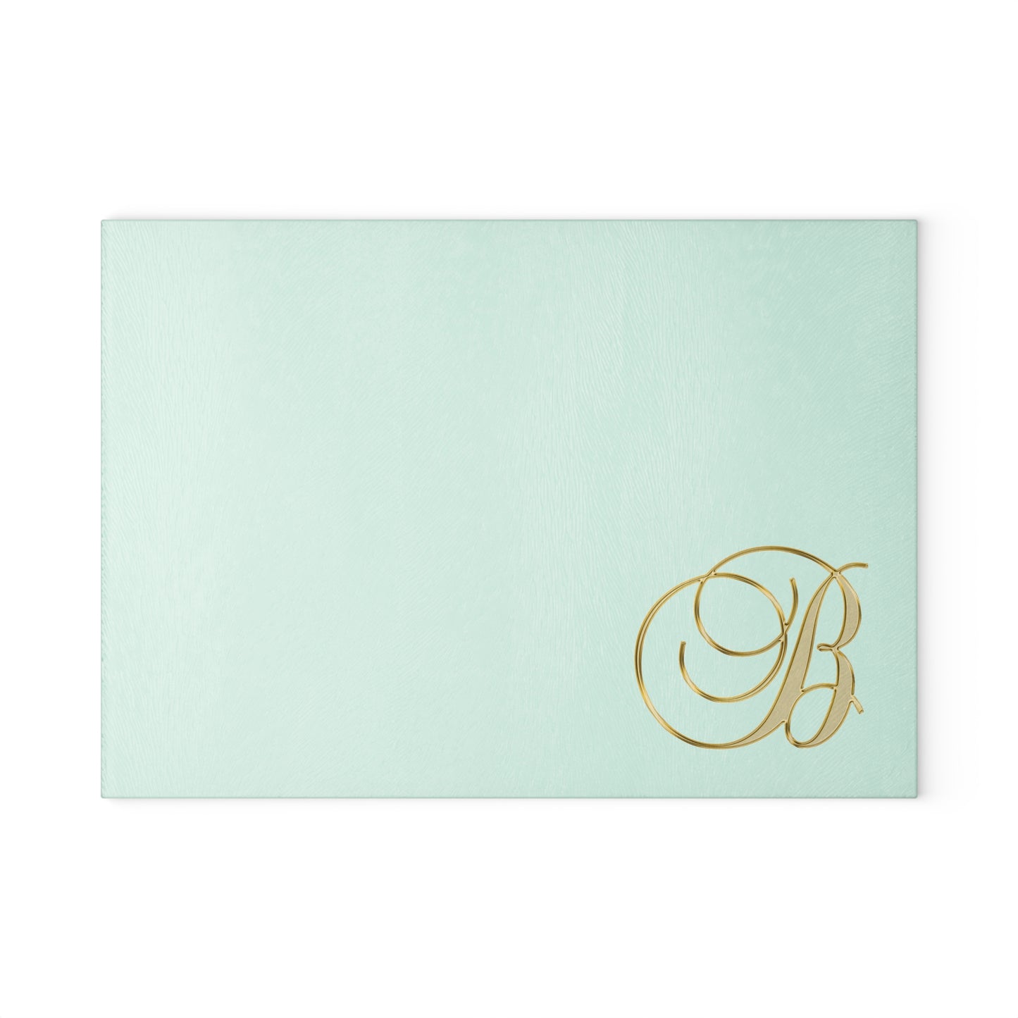 Monogram Glass Cutting Board – Elegant Gold 'B' on Mint or Clear