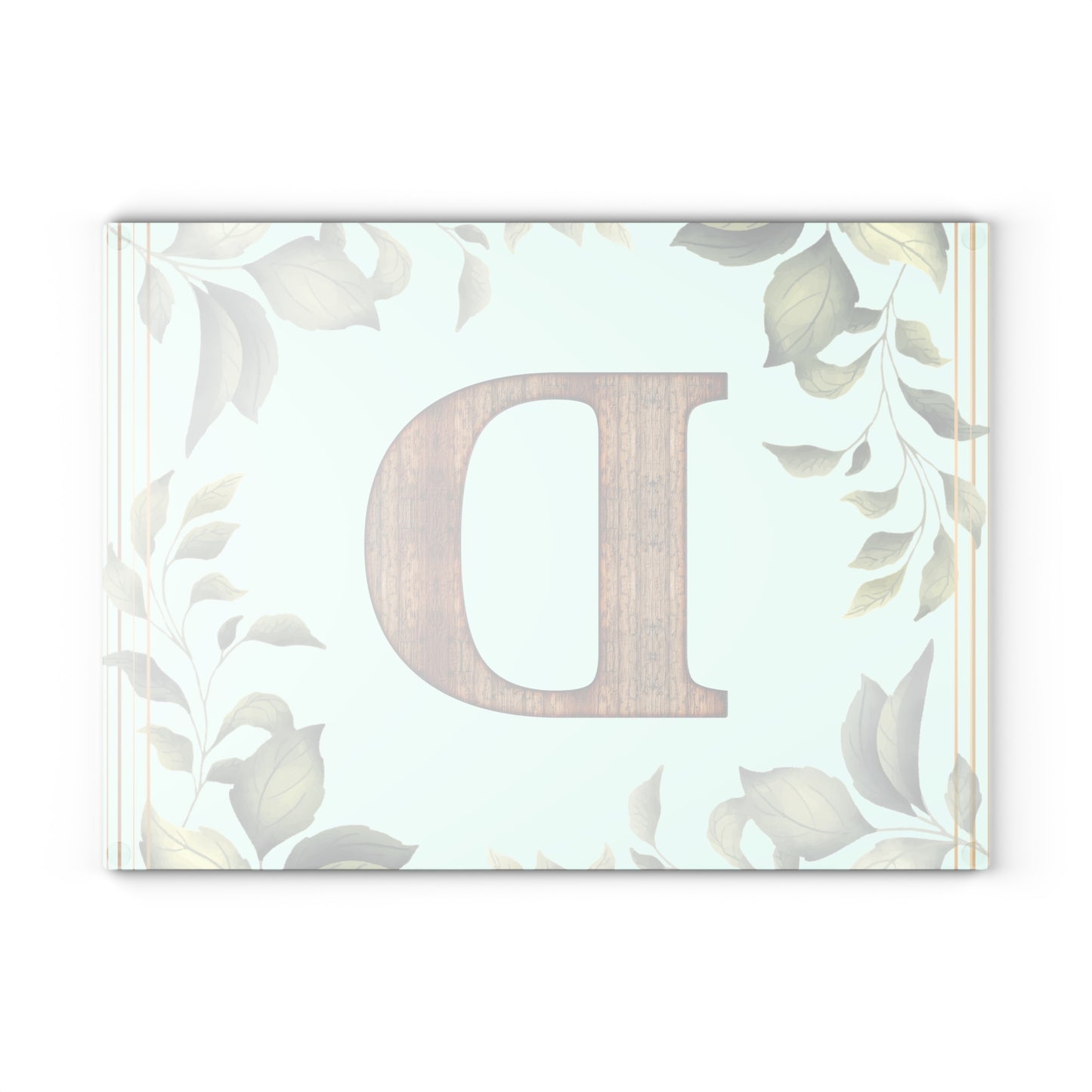 Floral Leaf Glass Cutting Board — Mint & White Decorative Kitchen Board