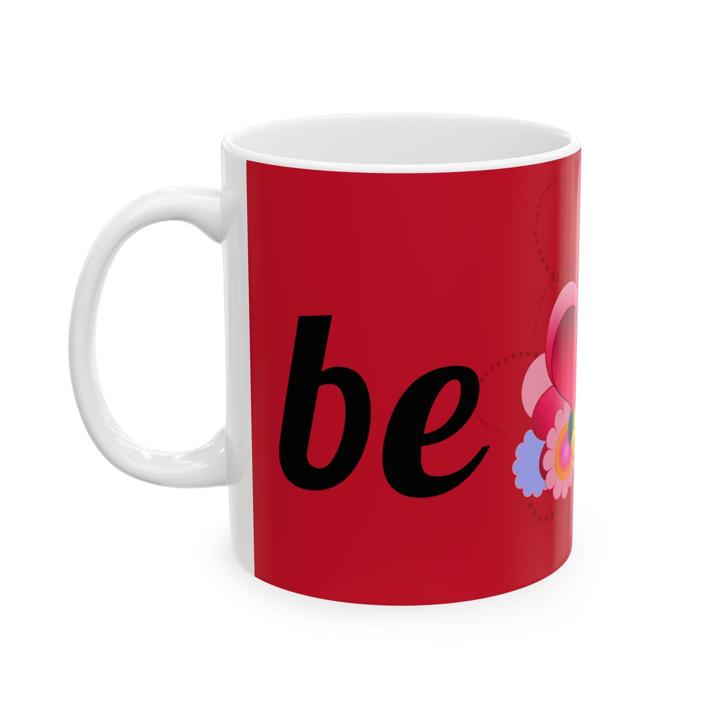 Valentine Heart Bouquet Ceramic Mug — 'Be Mine' Red Romantic Coffee Cup (11oz/15oz)