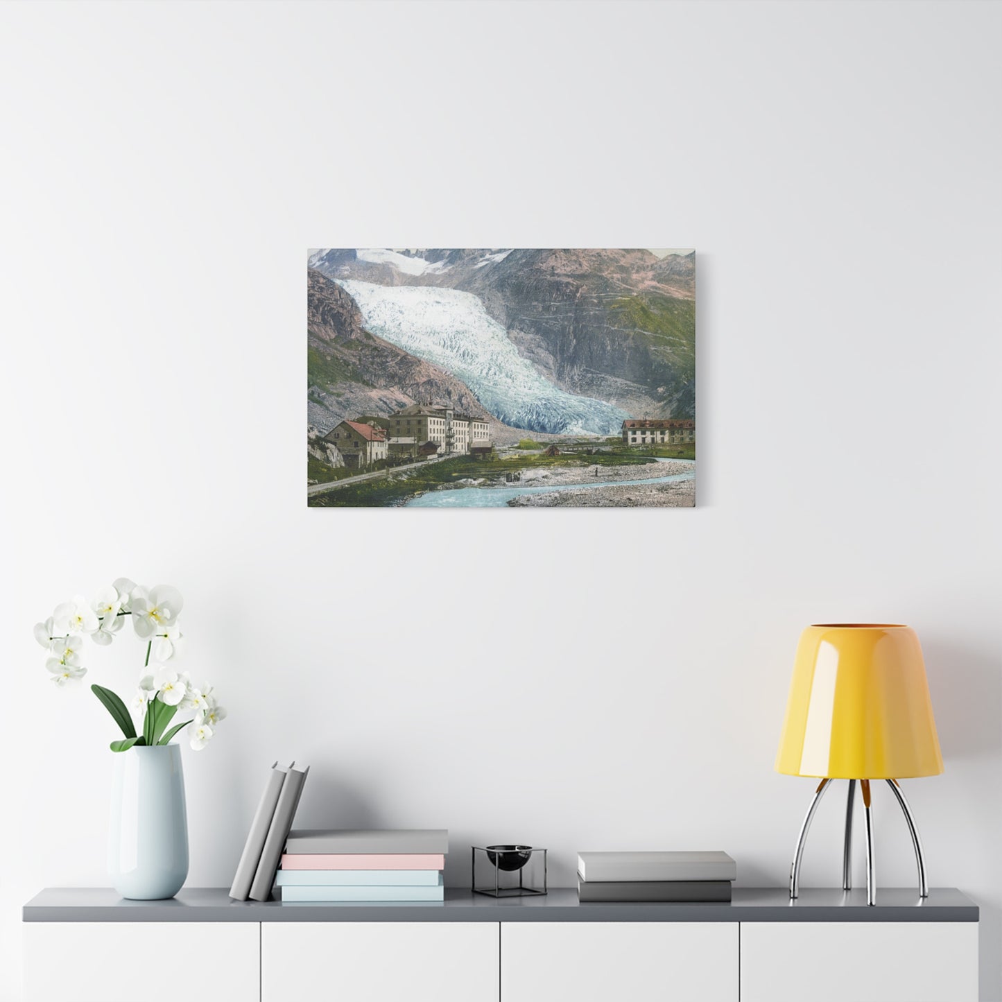 Glacier Village Matte Canvas Print