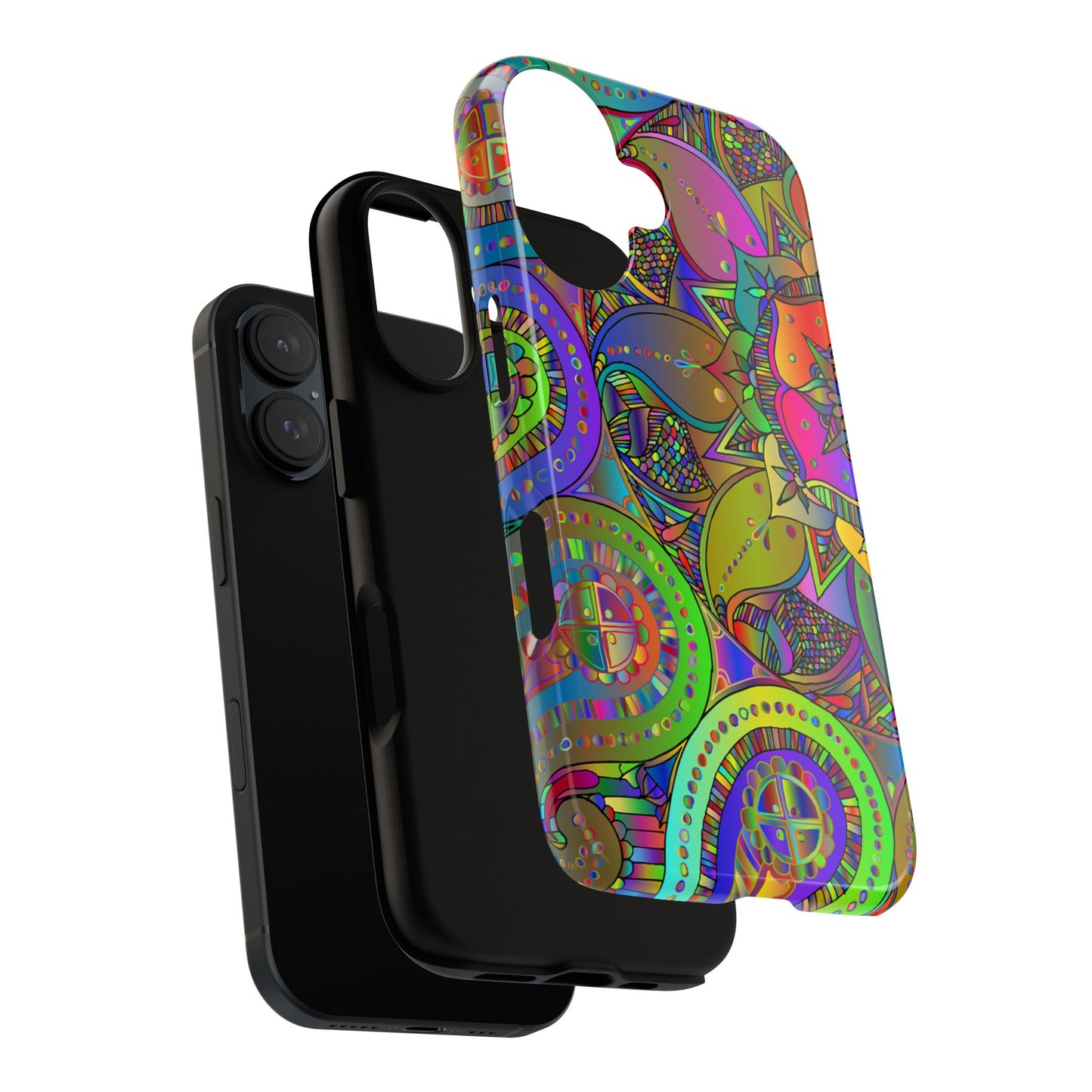 Psychedelic Mandala Tough Phone Case — Colorful Floral Geometric iPhone Cover