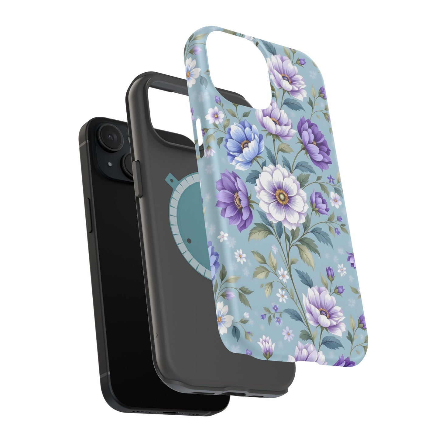 Floral Purple Peony Phone Case — Magnetic Impact‑Resistant Protective Cover