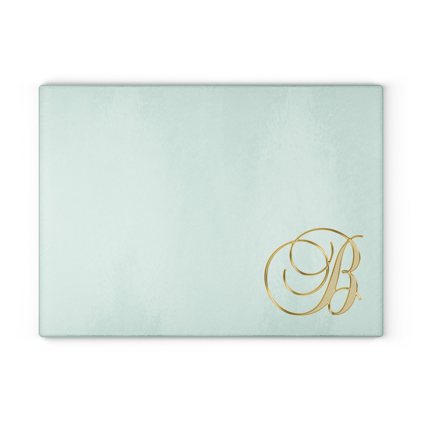 Monogram Glass Cutting Board – Elegant Gold 'B' on Mint or Clear