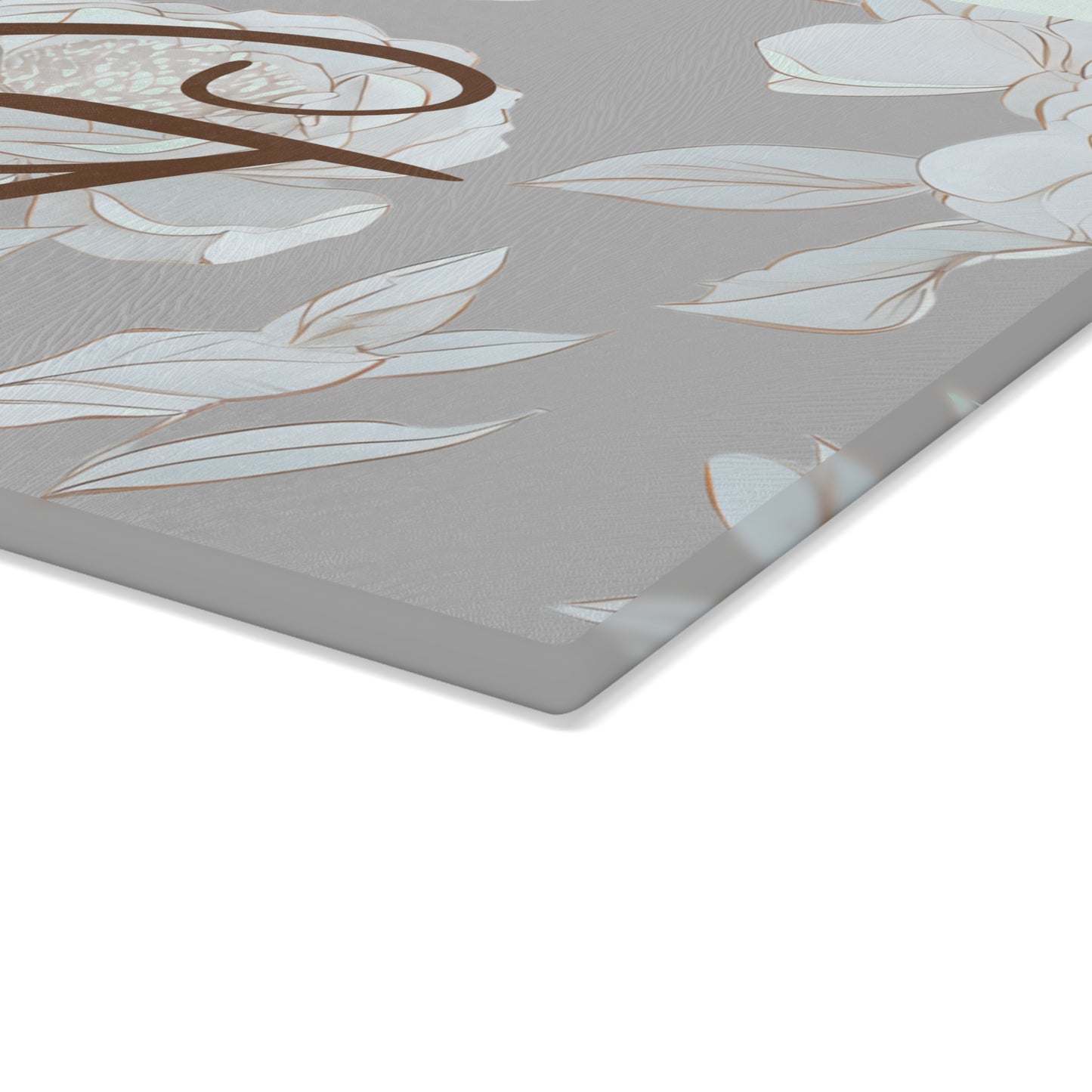 Personalized Floral Glass Cutting Board Letter G