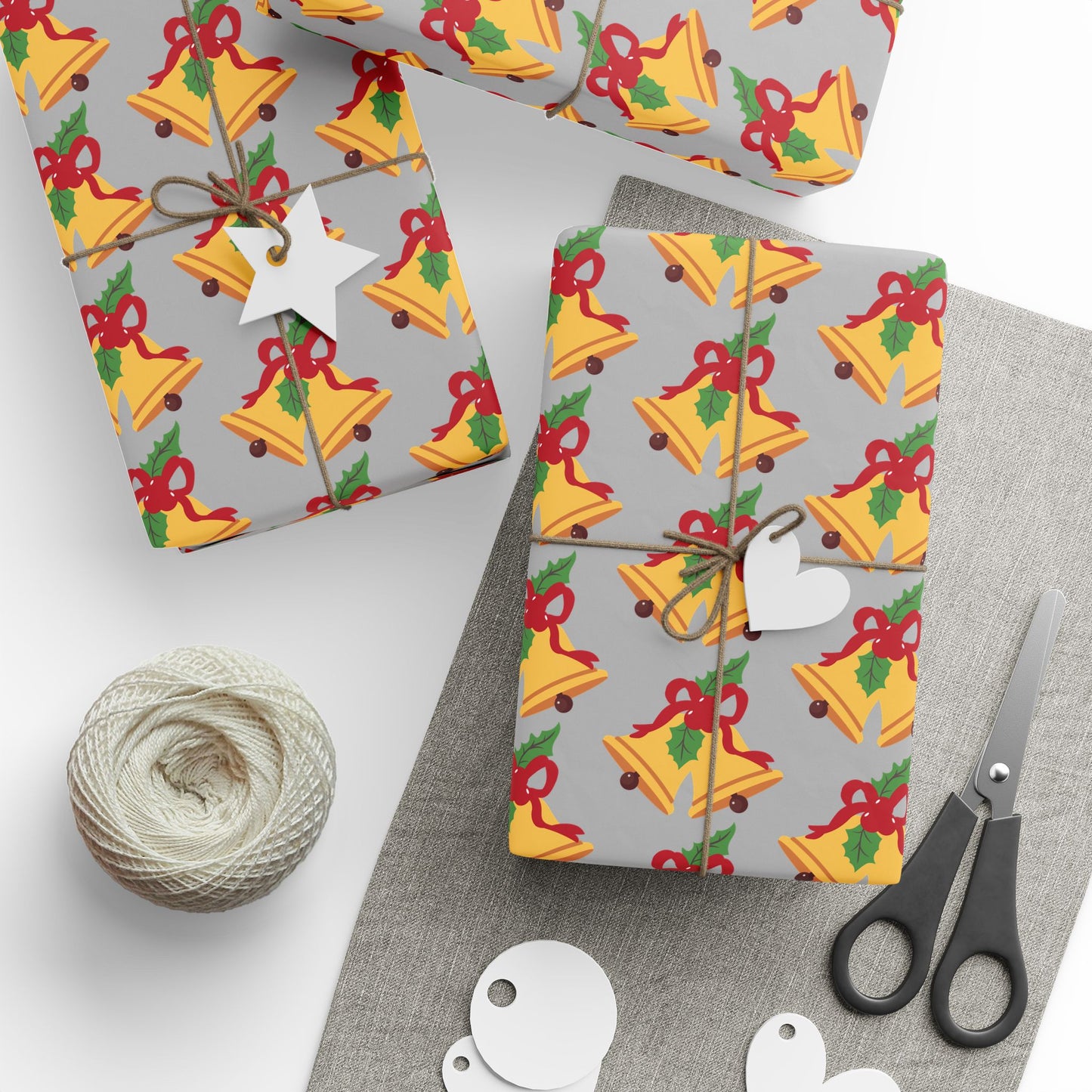 Holiday Bell Pattern Wrapping Paper — Festive Christmas Gift Wrap Roll