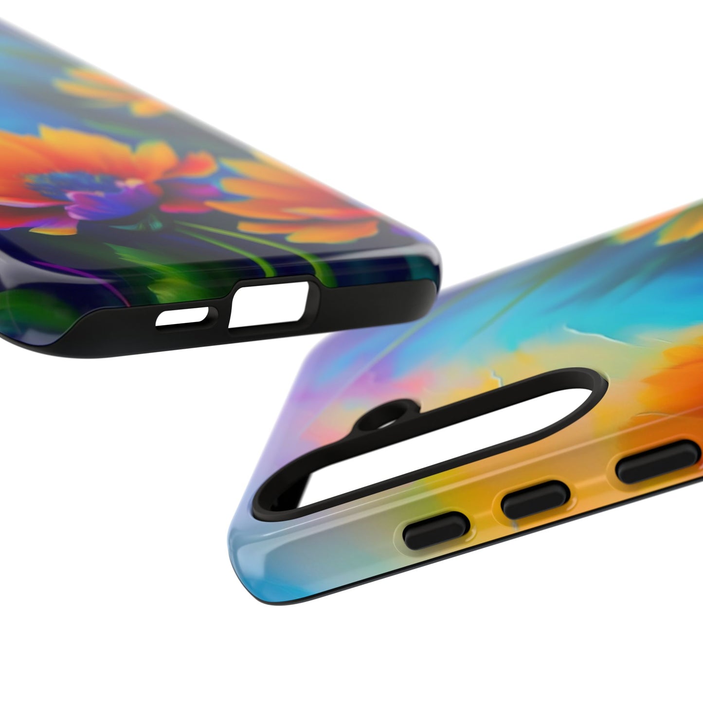 Floral Sunset Tough Phone Case — Vibrant Watercolor Flowers Protective Cover