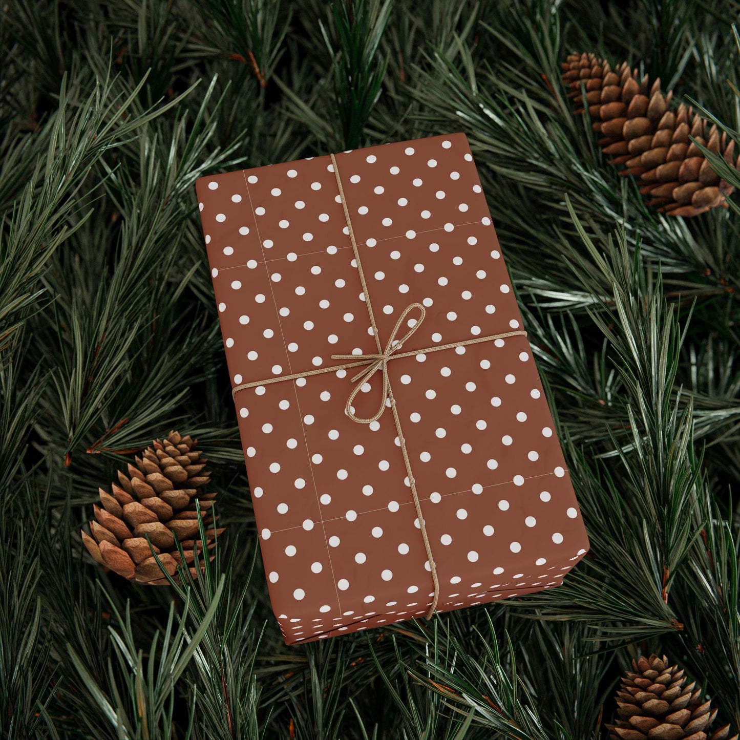 Polka Dot Brown Wrapping Paper Roll — Reversible Holiday & Gift Wrap