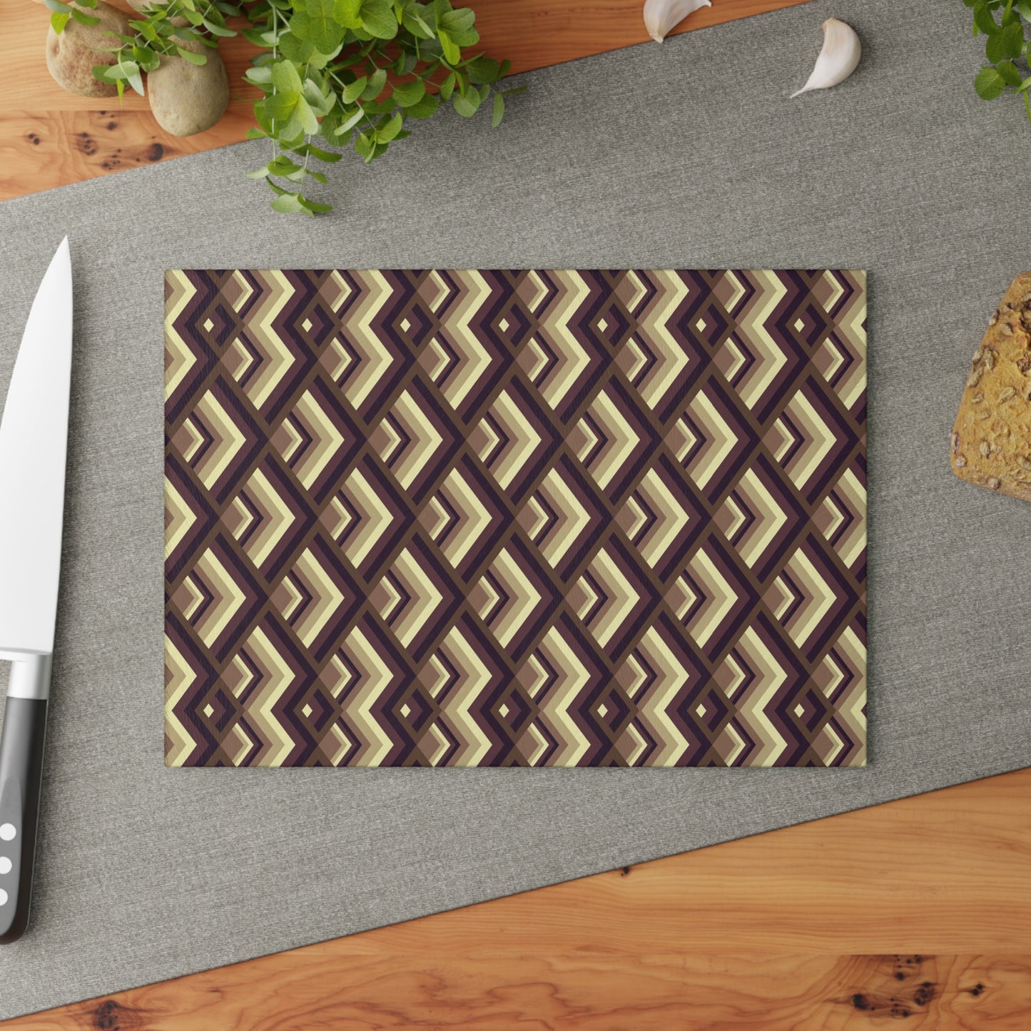 Geometric Glass Cutting Board, Modern Kitchen Decor, Unique Gift for Chefs, Housewarming, Wedding, Rustic Kitchen