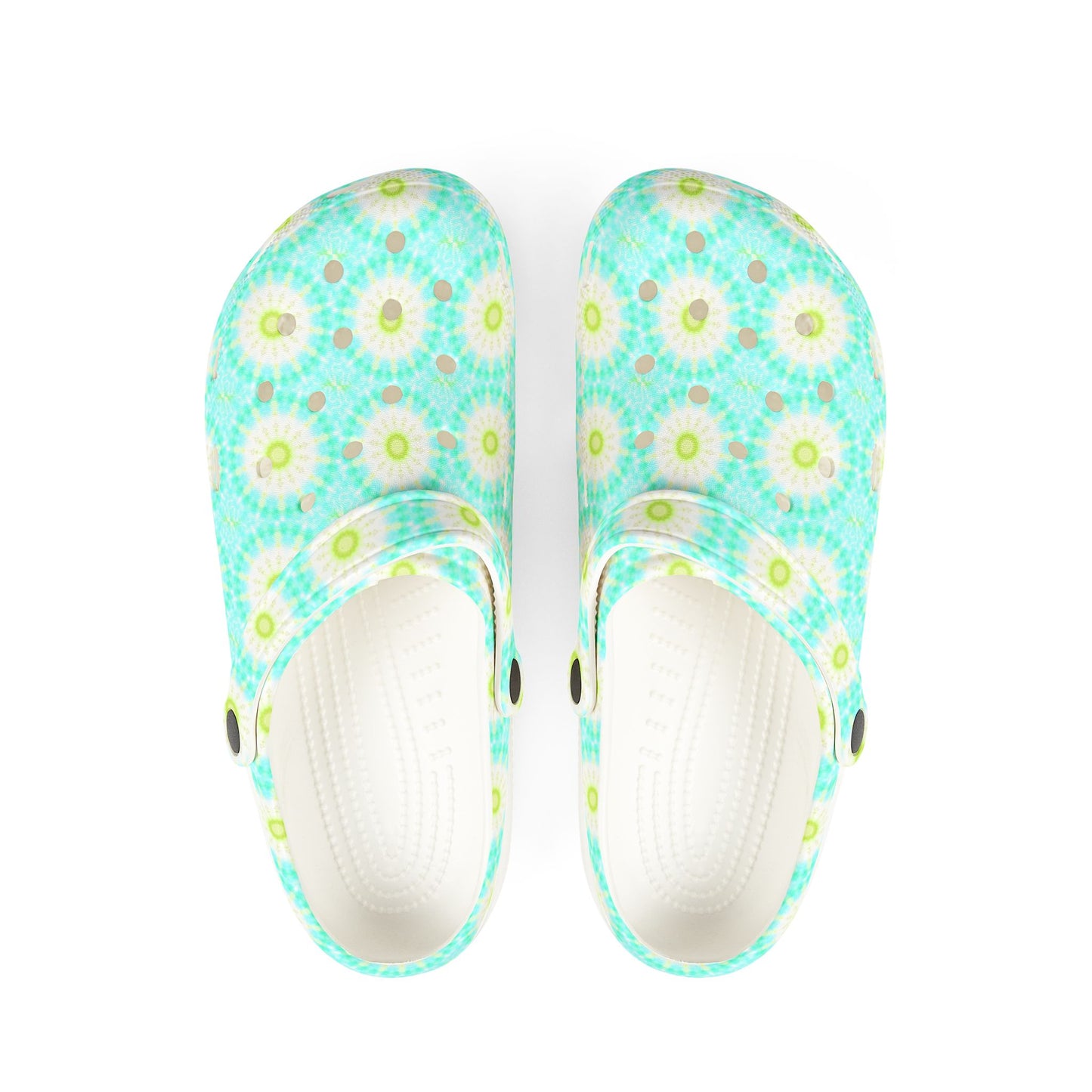 Aqua Daisy EVA Foam Clogs — Lightweight Floral Garden Shoes