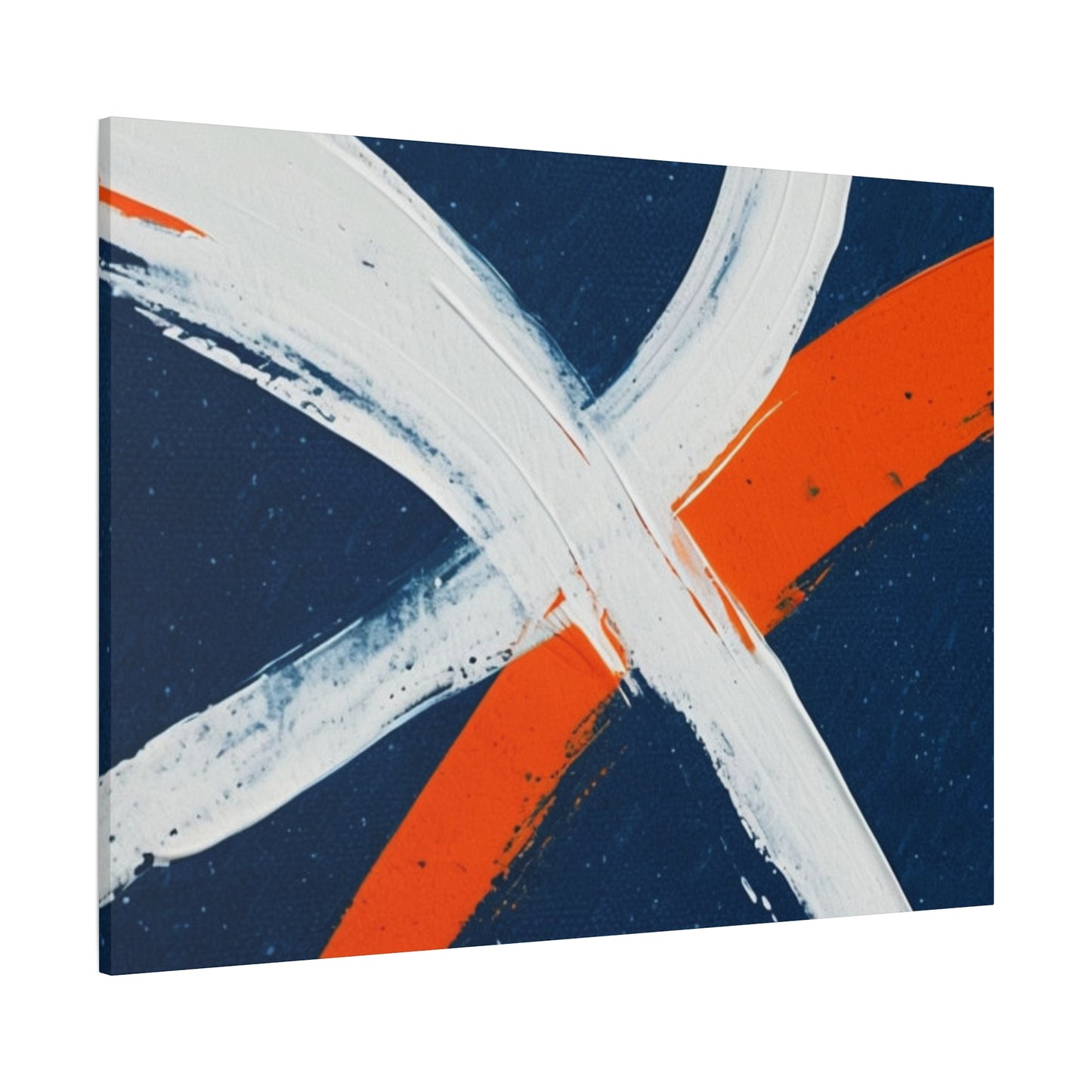 Abstract Navy & Orange Brushstroke Canvas