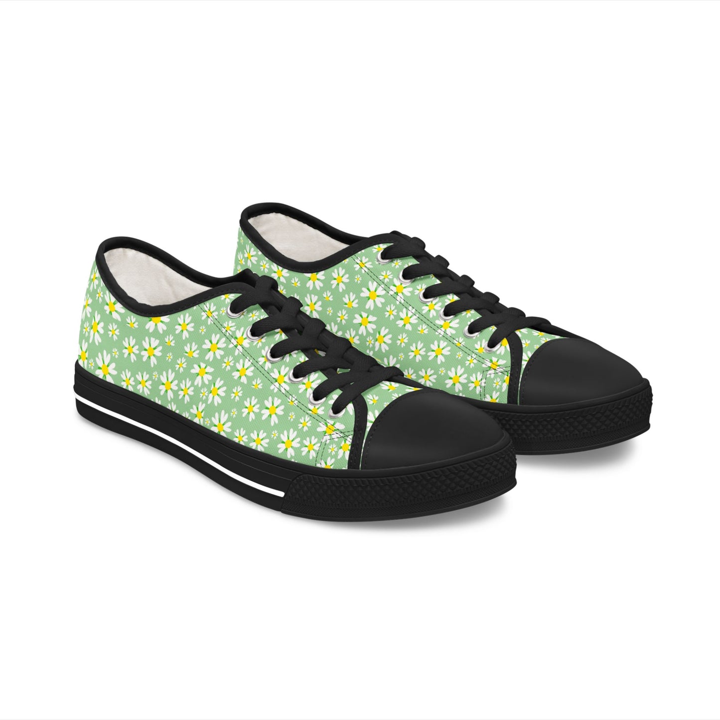 Floral Women's Low Top Sneakers | Casual Spring Footwear, Everyday Sneakers, Stylish Walkers, Gift for Her, Cute Sneaker Design