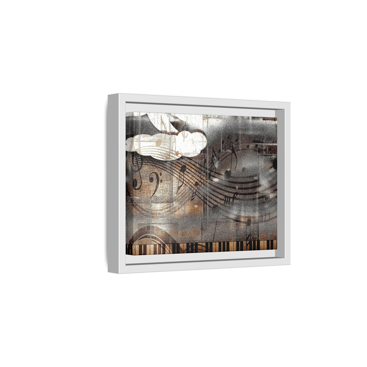 Framed Music Notes Canvas Print — Abstract Vintage Piano & Sheet Music Wall Art