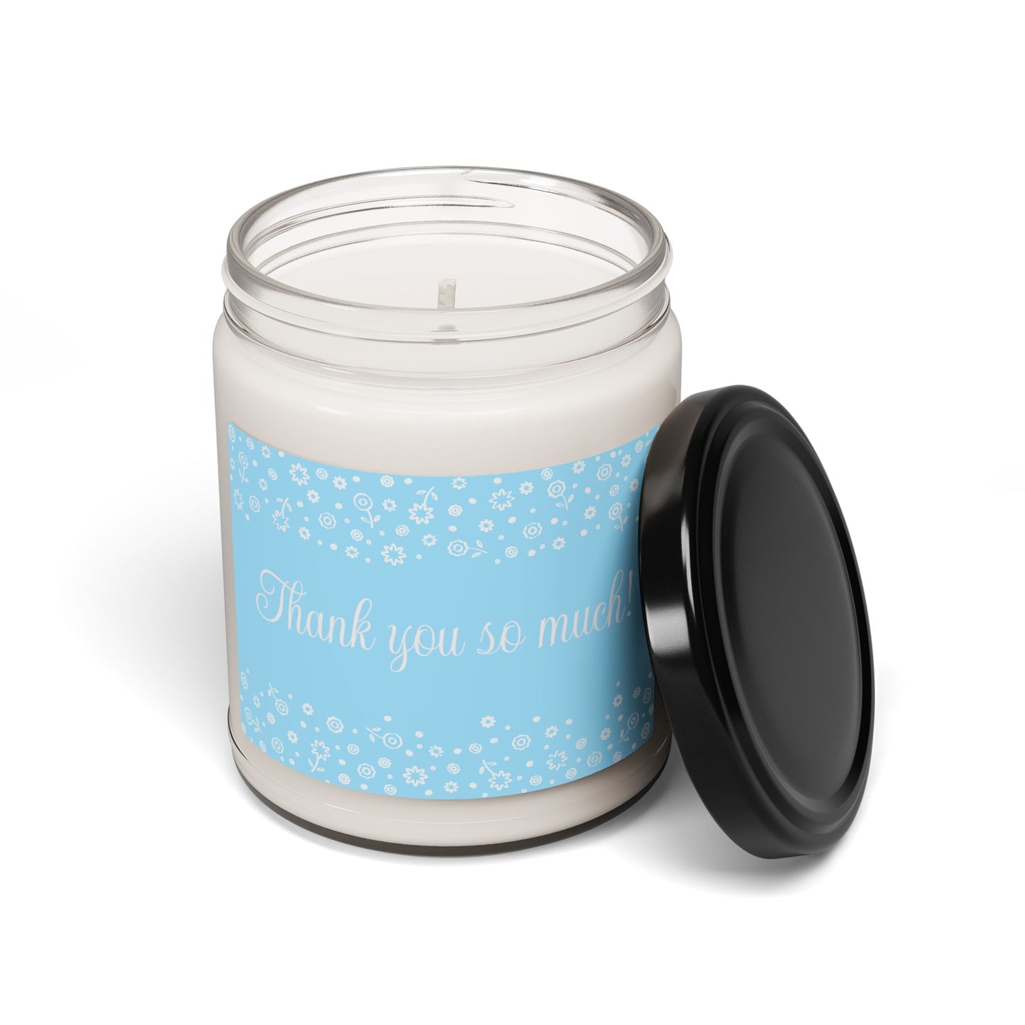 Thank You Soy Candle — 9oz Scented Candle Gift (Blue Floral Label)