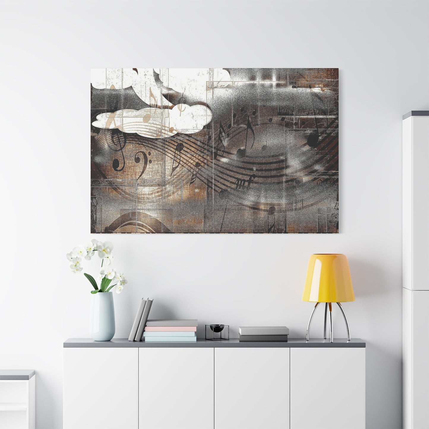 Abstract Musical Notes Matte Stretched Canvas Art (1.25")