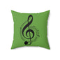 Musical Notes Decorative Pillow, Ideal Gift for Musicians, Green Music Theme Cushion for Home Decor, Bedroom, Living Room