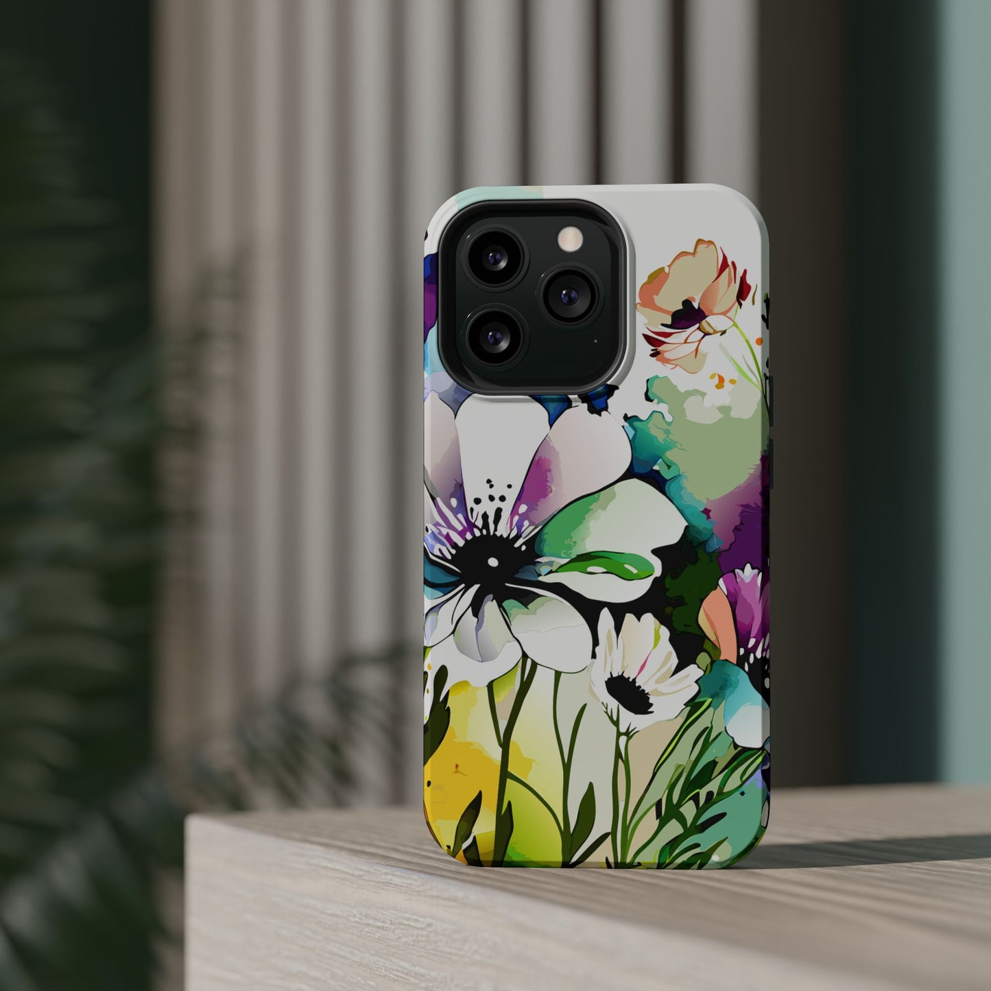 Floral Watercolor Magnetic Phone Case — Impact‑Resistant Protective Cover