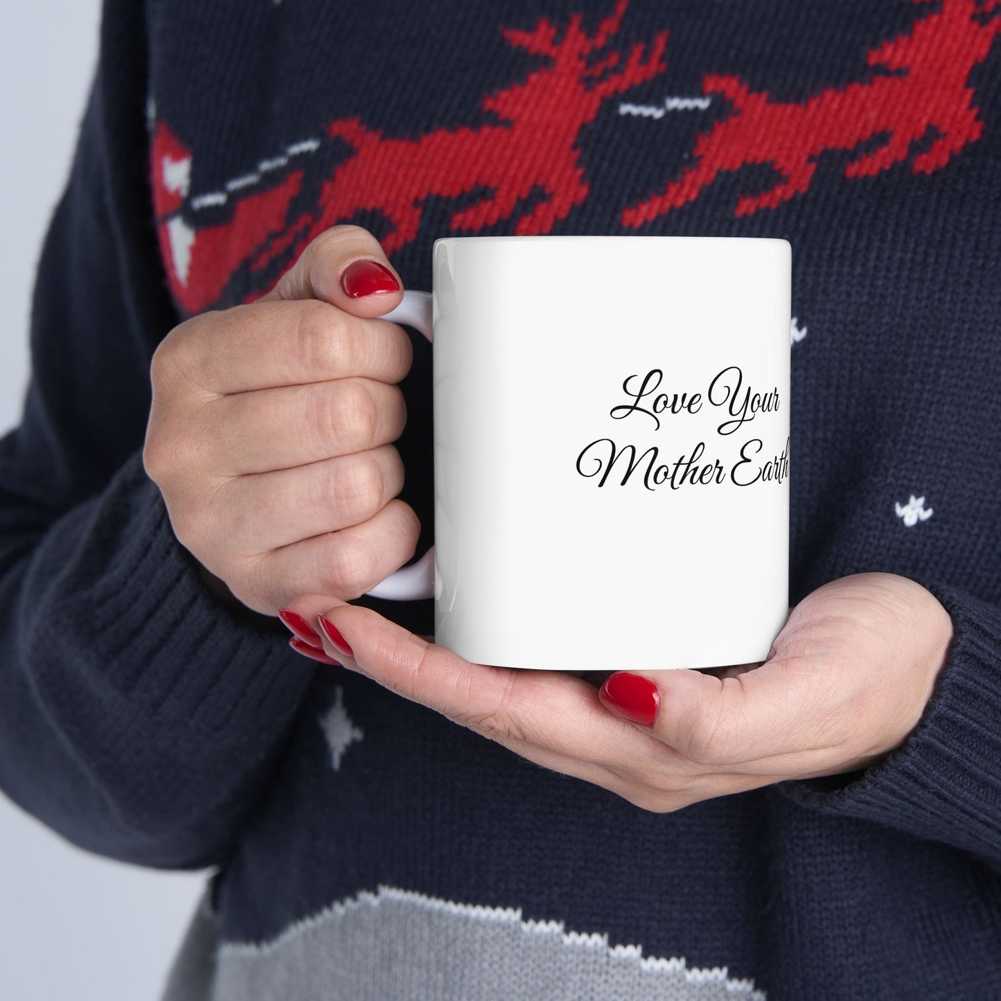 Save Your Mother Earth Ceramic Mug – Eco-Friendly Earth Illustration (11oz, 15oz)