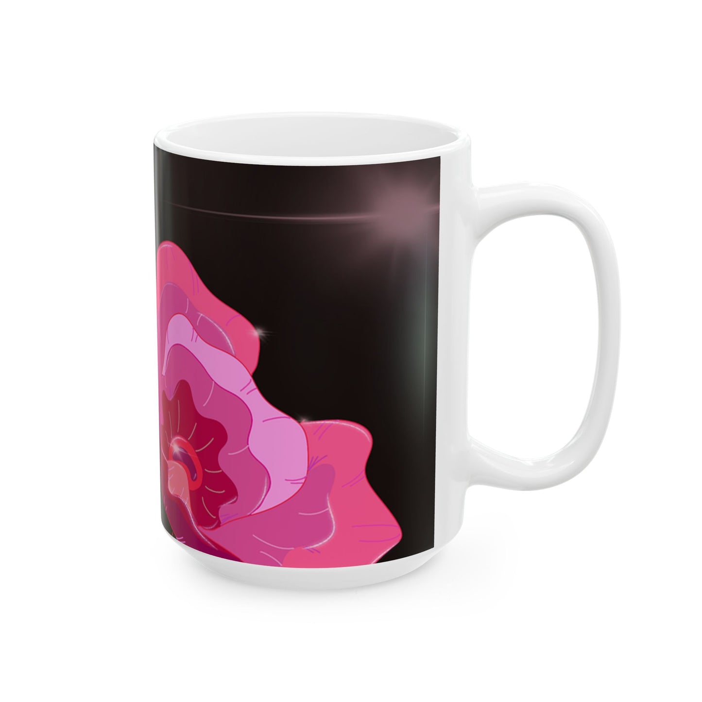 Floral Ceramic Mug - Pink Blossoms on Black, Gift for Flower Lovers, Home & Office Decor, Coffee or Tea, Mother's Day Gift, Birthday Present