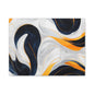 Abstract Fluid Art Matte Canvas Print — Navy, Gold & White Stretched Wall Art