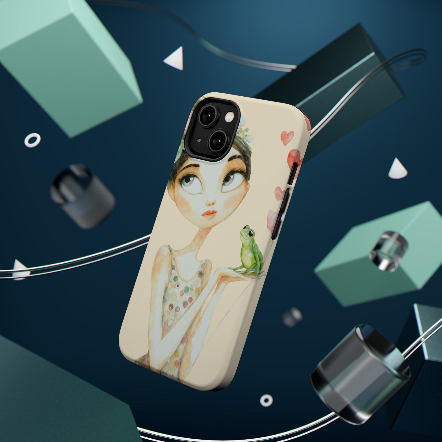 Whimsical Girl with Frog Magnetic Impact Phone Case