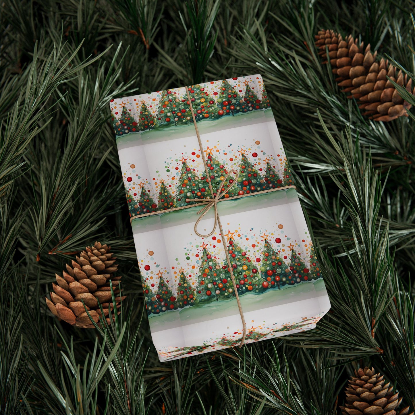 Christmas Tree Confetti Wrapping Paper Roll — Festive Holiday Gift Wrap