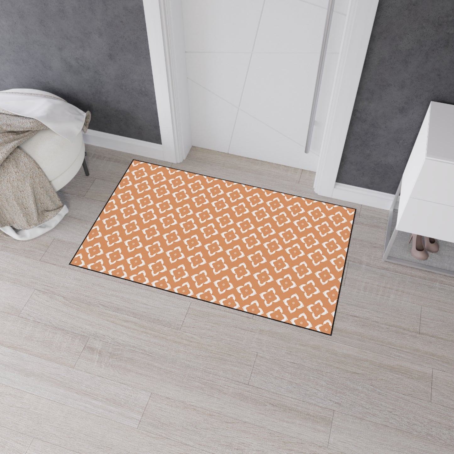 Heavy-Duty Floor Mat — Terracotta Moroccan Tile Pattern, Non-Slip Entry Rug