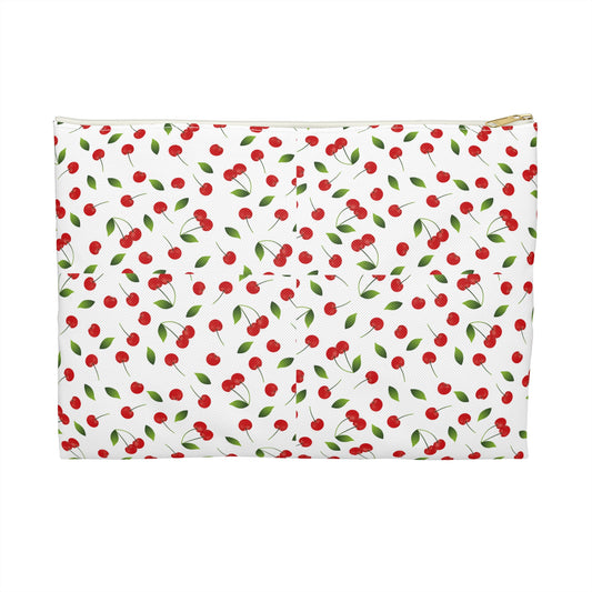 Cherry Blossom Accessory Pouch, Cute Toiletry Bag, Makeup Organizer, Gift for Her, Cherry Print Purse, Cherry Themed Essentials