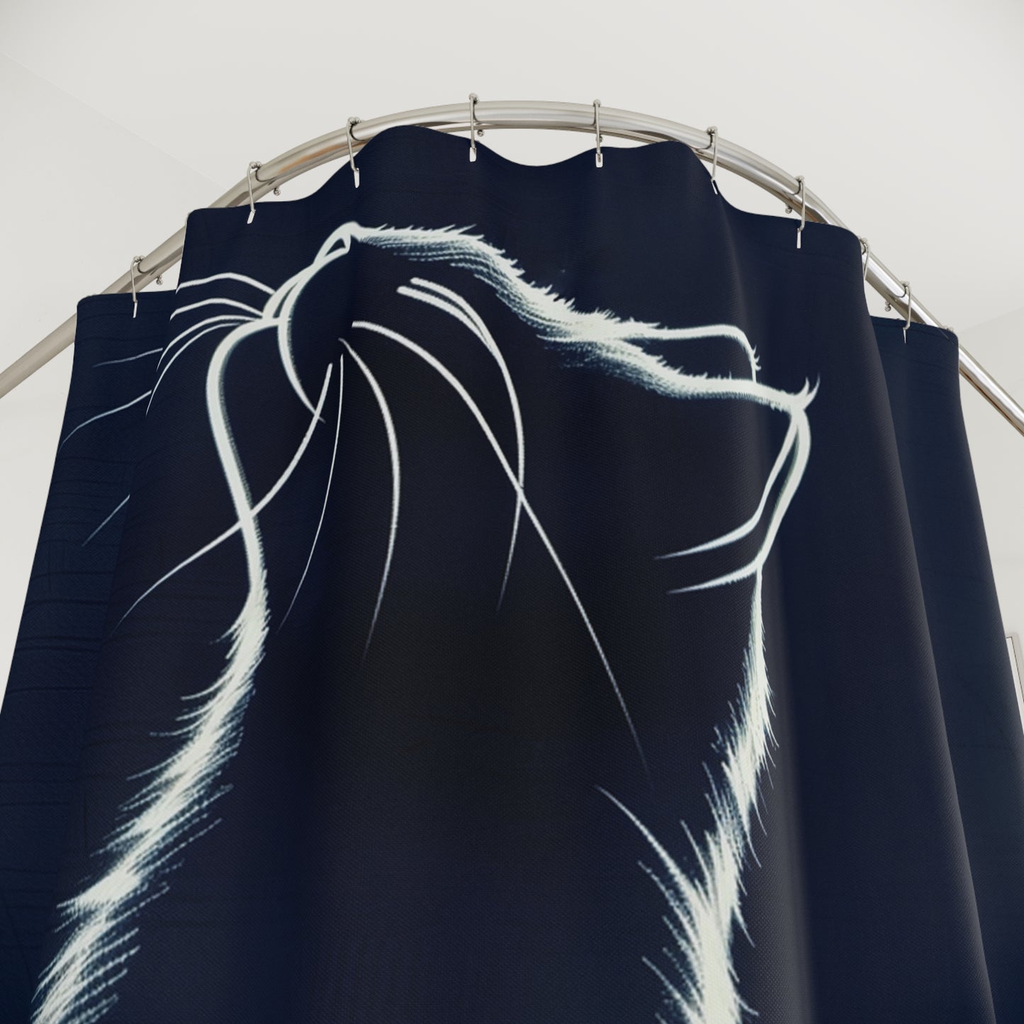 Cat Silhouette Shower Curtain — Minimalist Nighttime Kitty Bathroom Décor