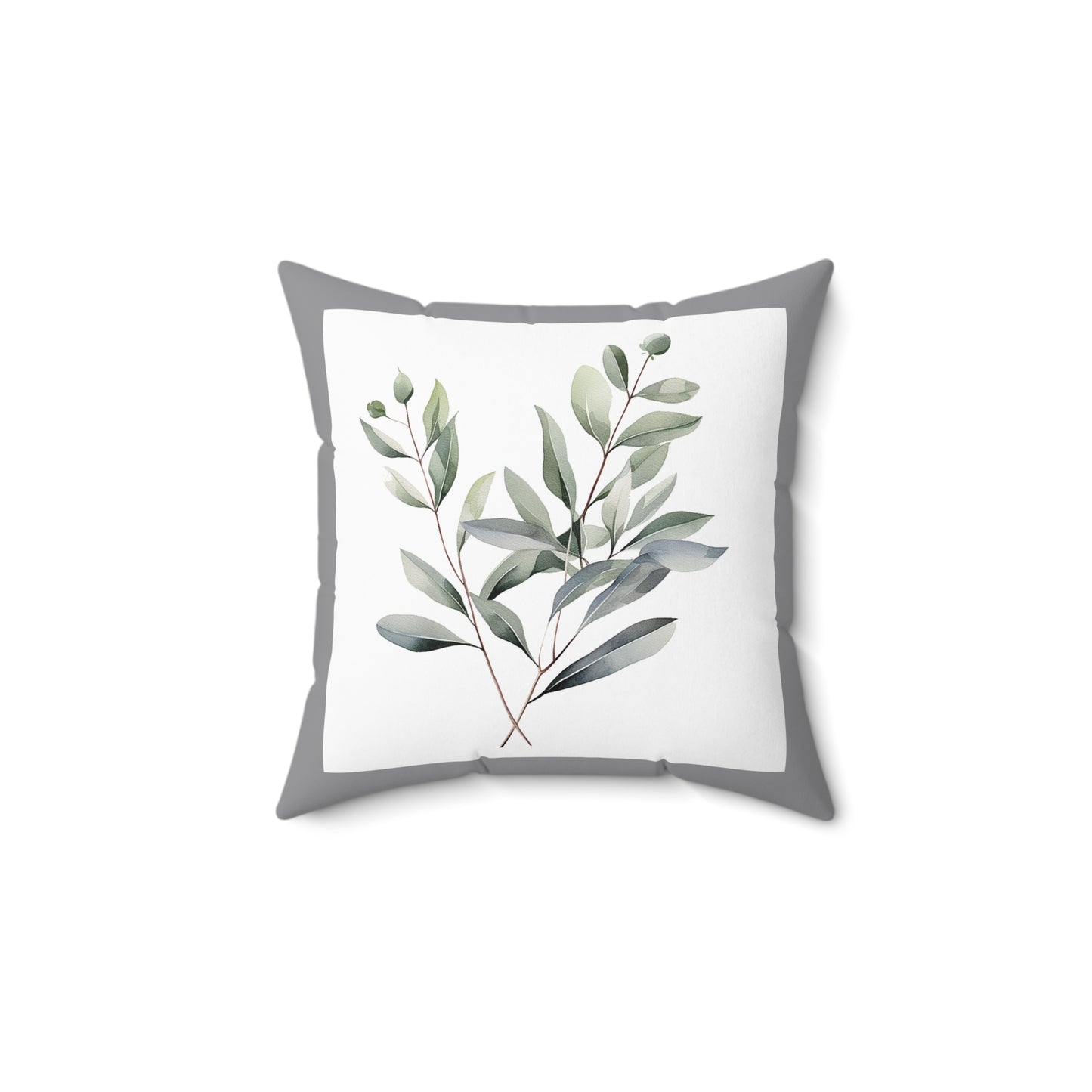 Botanical Eucalyptus Throw Pillow — Watercolor Greenery Accent Pillow