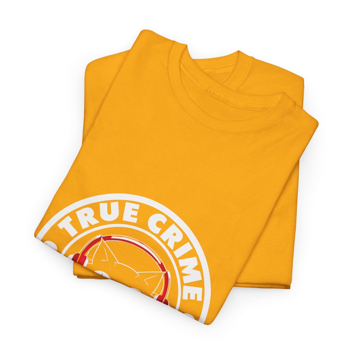 True Crime Podcast Tee — Cat with Headphones Logo