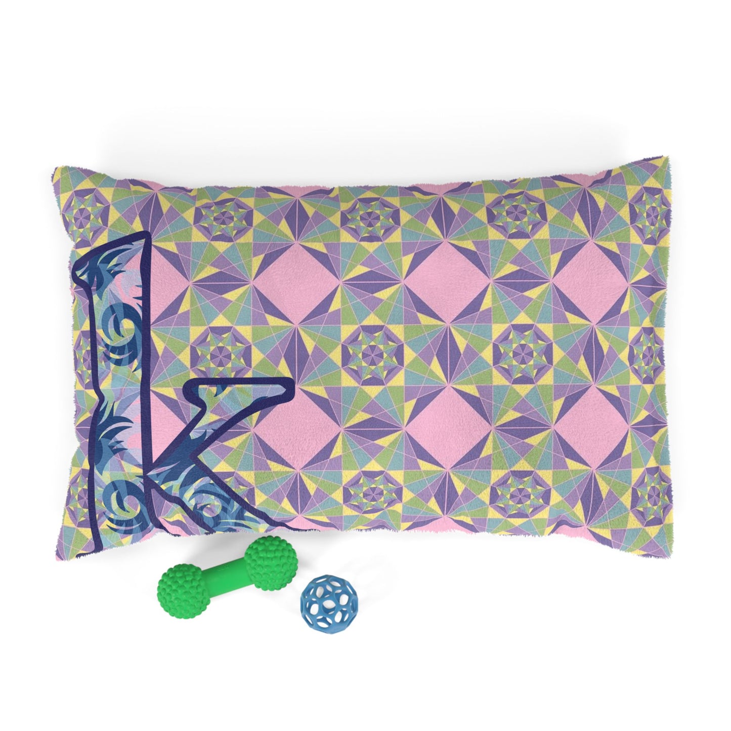 Personalized Pet Bed with Colorful Geometric Pattern, Cozy Dog Bed, Cat Bed, Customizable Pet Pillow, Unique Pet Gift