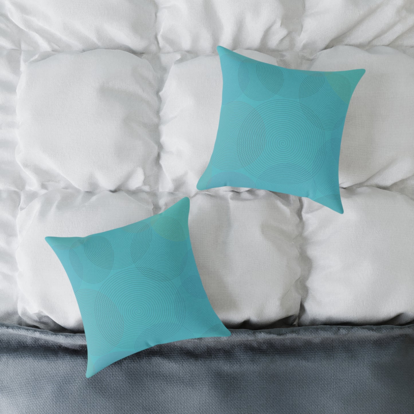 Turquoise Geometric Circle Accent Pillow — Modern Square Throw Pillow