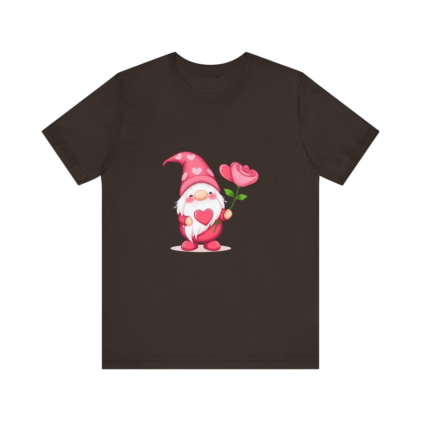 Valentine Gnome T‑Shirt — Cute Pink Gnome Holding Rose Tee