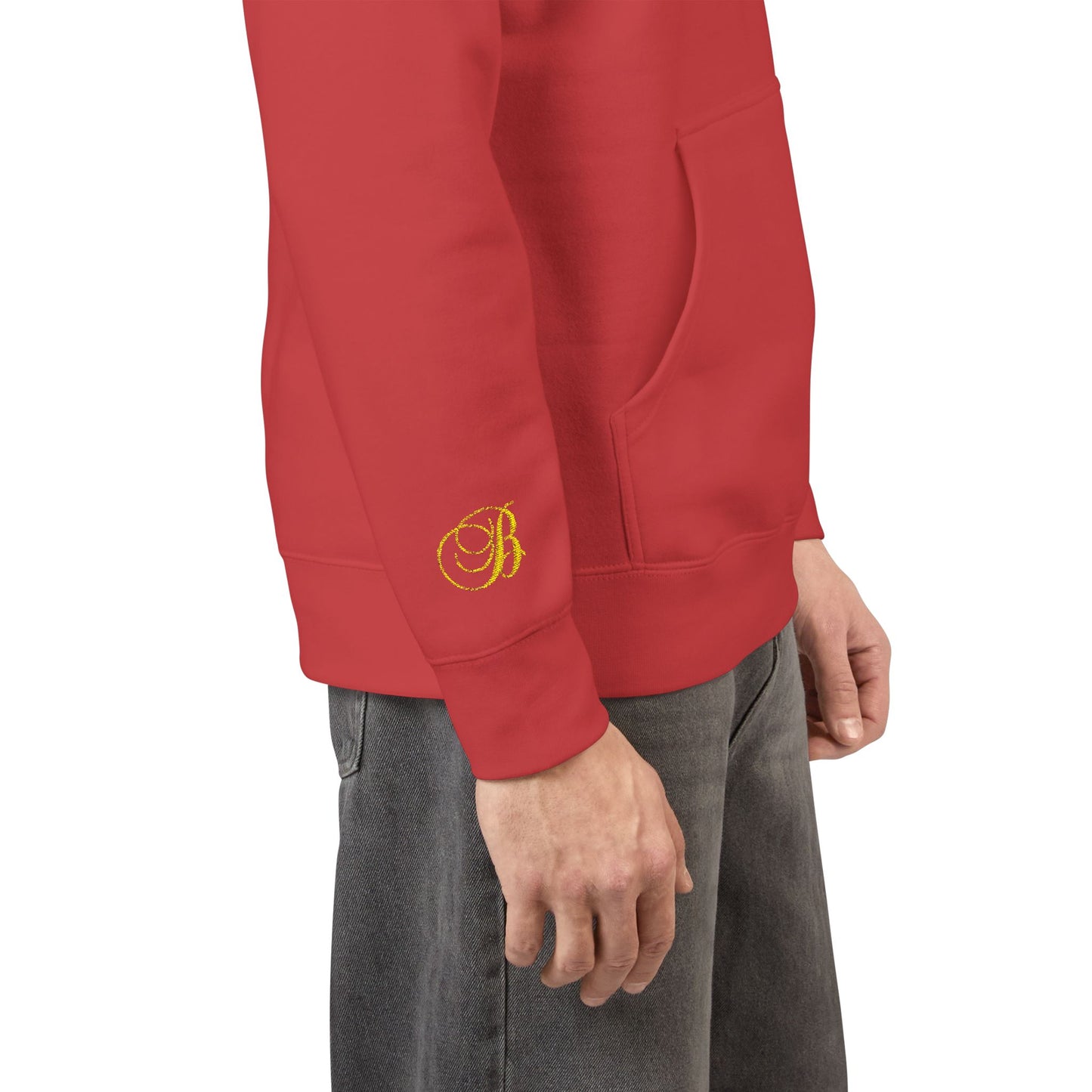 Coral Gold Floral Initial Hoodie — Monogram 'B' Casual Pullover