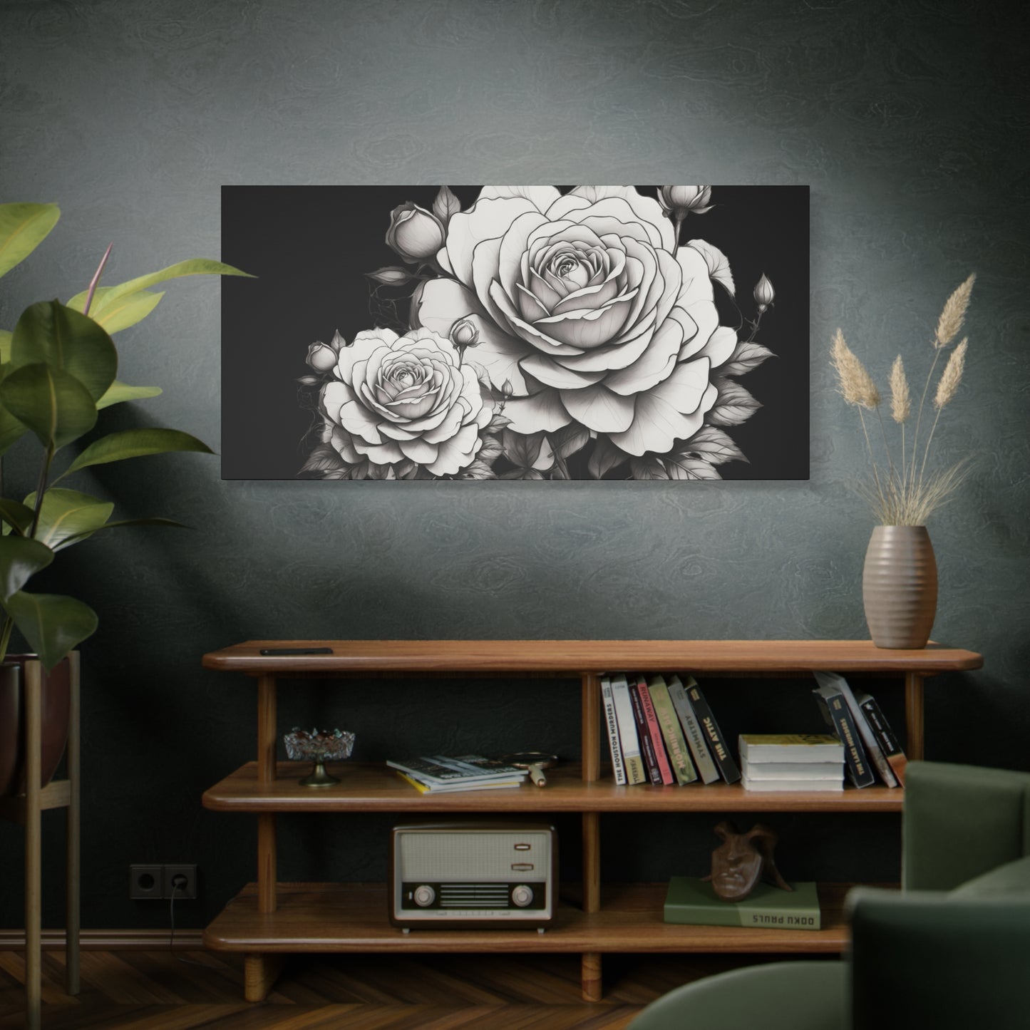 Monochrome Rose Canvas Print — Black & White Floral Wall Art