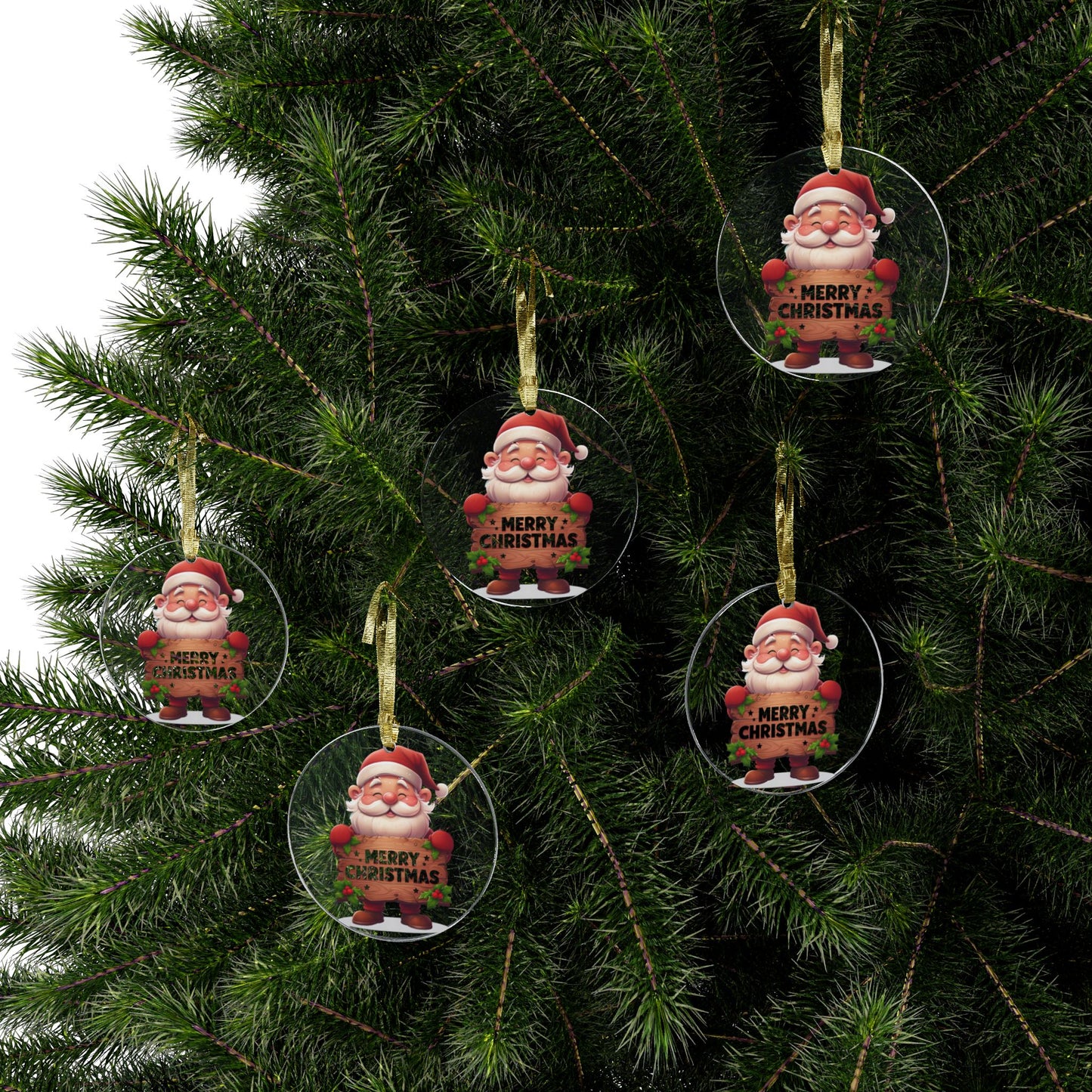 Santa Claus Merry Christmas Acrylic Ornament – Cute Holiday Tree Decoration