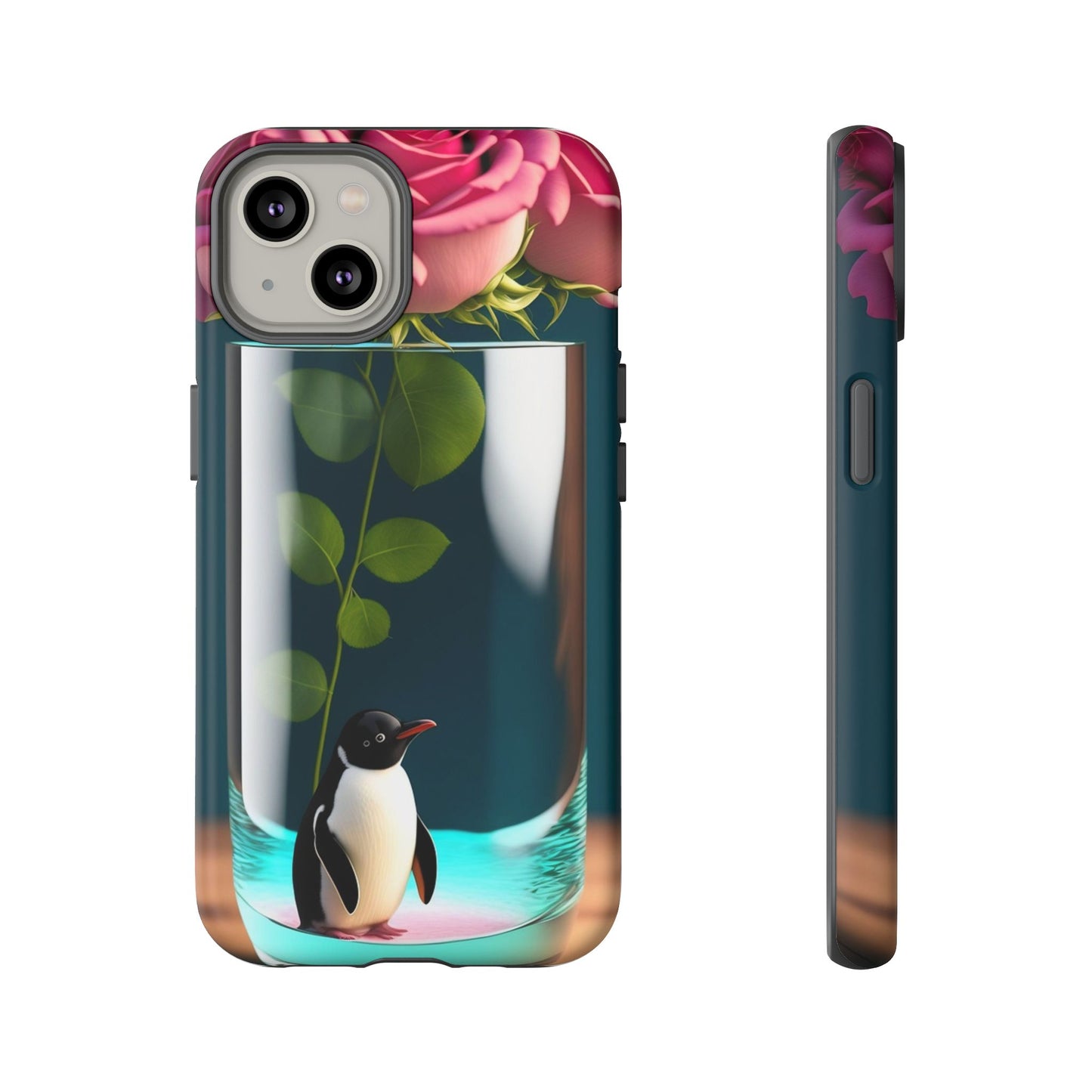 Penguin in a Glass Floral Tough Phone Case — Cute Protective Phone Cover