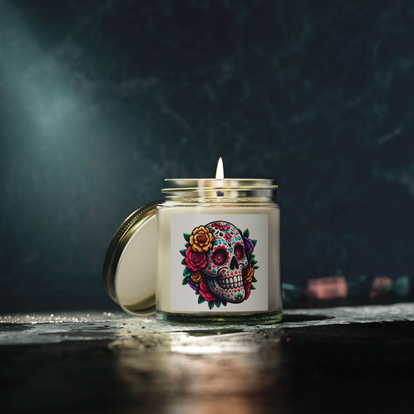 Day of the Dead Coconut Apricot Scented Candle (4oz & 9oz)