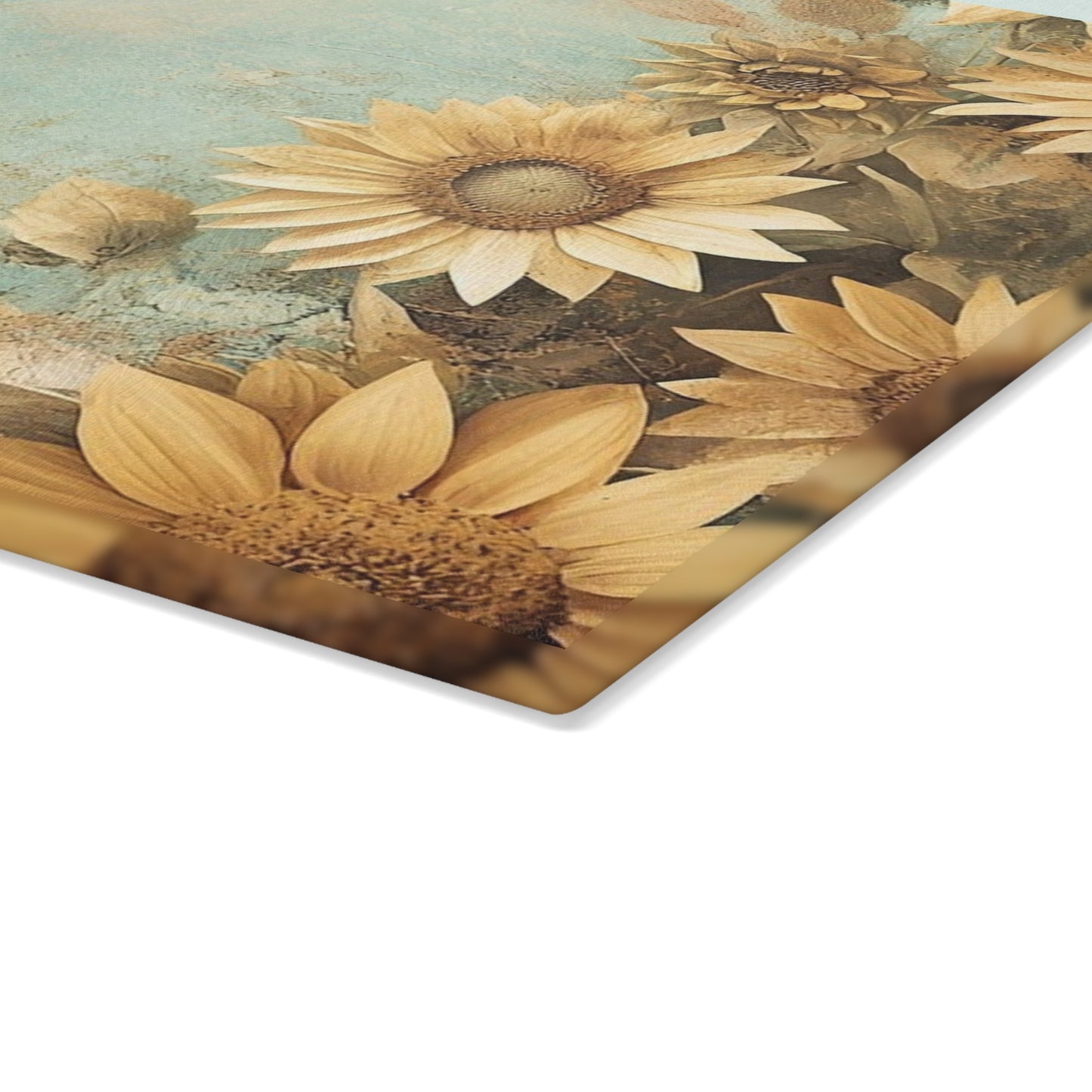 Sunflower Glass Cutting Board, Decorative Kitchen Gift, Farmhouse Decor, Wedding Gift, Sunflower Art, Cooking Tools