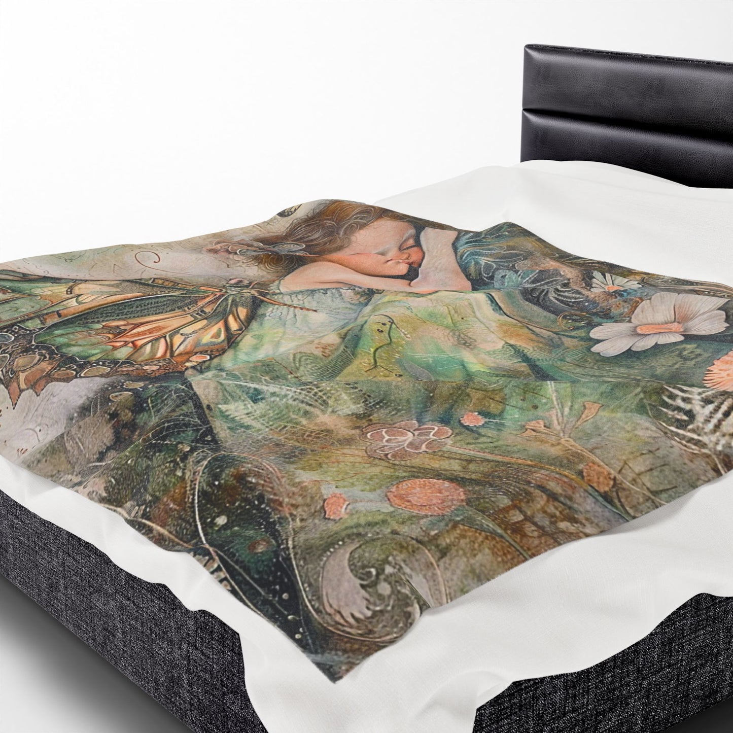 Fairy Dream Velveteen Plush Blanket — Sleeping Fairy Art Throw for Kids & Nursery