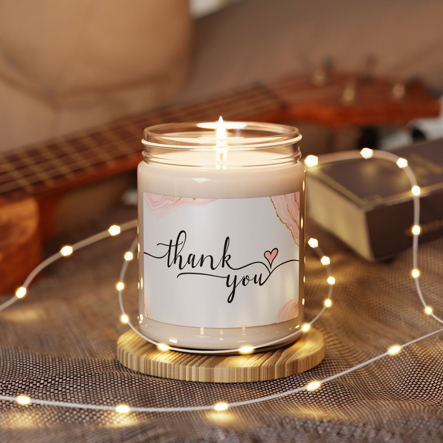 Thank You Soy Candle — 9oz Scented Jar Candle, Floral Gift for Appreciation & Bridal Favors